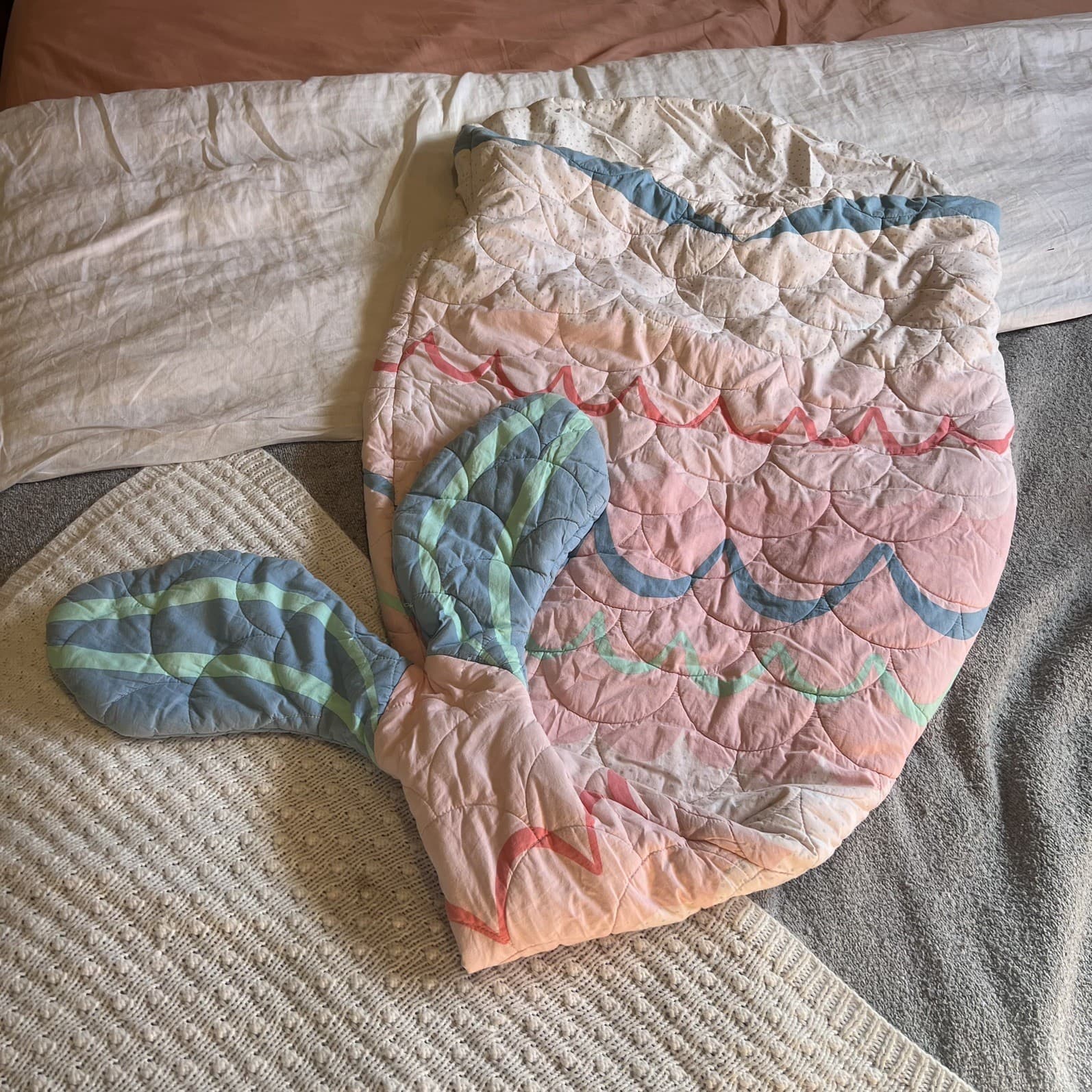 Adairs Kids Pink Quilted Mermaid Tail Sleeping Bag Blanket Snuggle Sack Pastel — photo 1 of 7