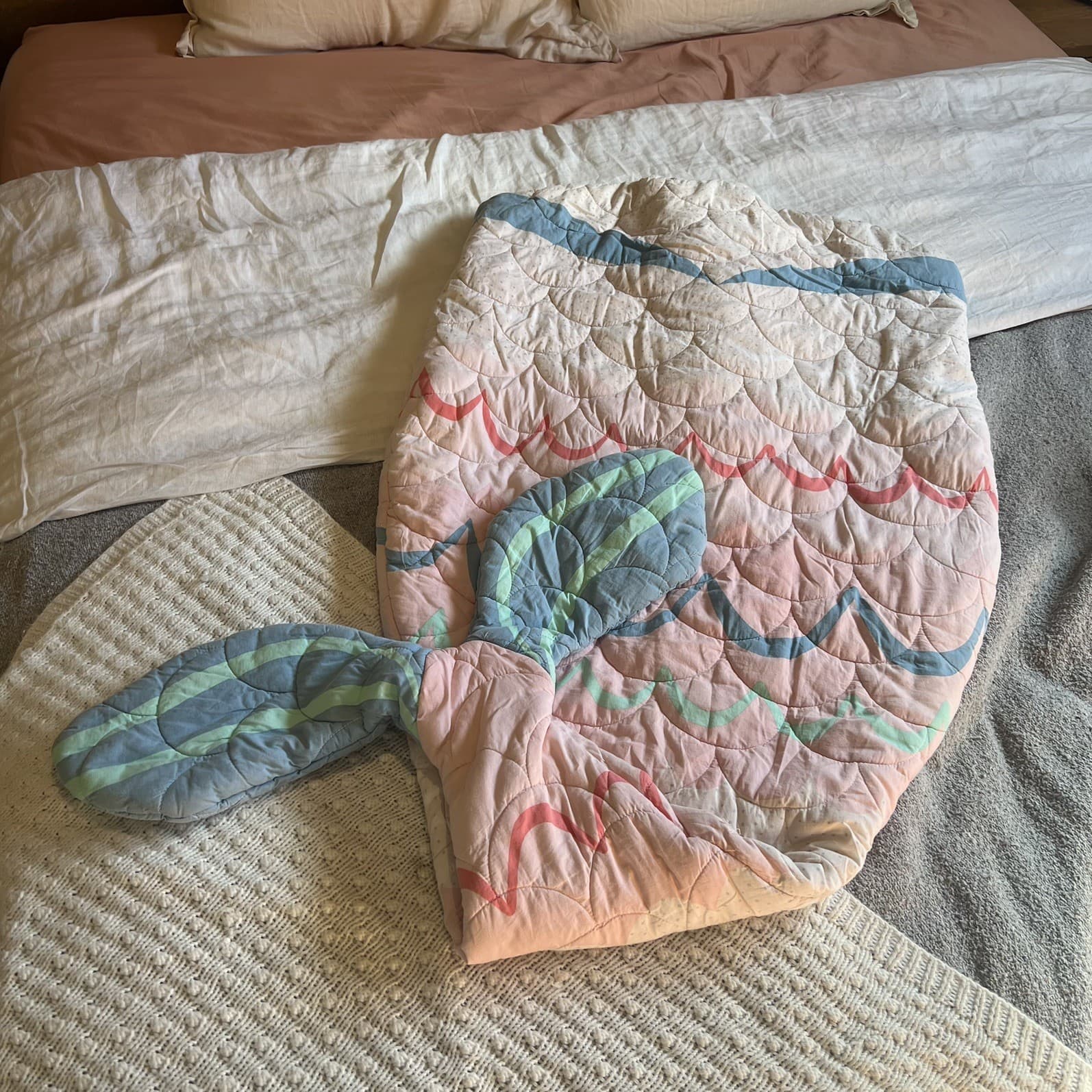 Adairs Kids Pink Quilted Mermaid Tail Sleeping Bag Blanket Snuggle Sack Pastel — photo 6 of 7