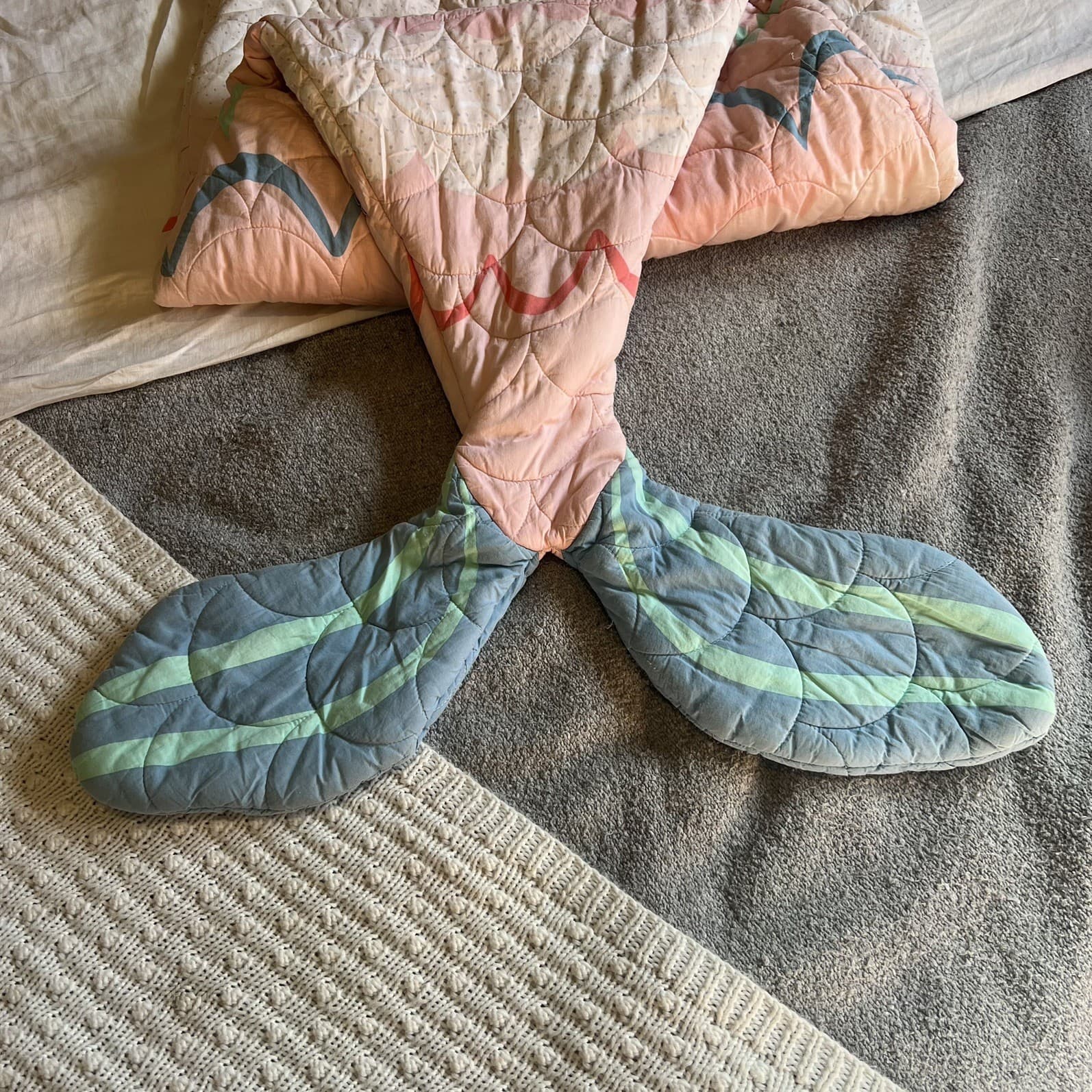 Adairs Kids Pink Quilted Mermaid Tail Sleeping Bag Blanket Snuggle Sack Pastel — photo 7 of 7