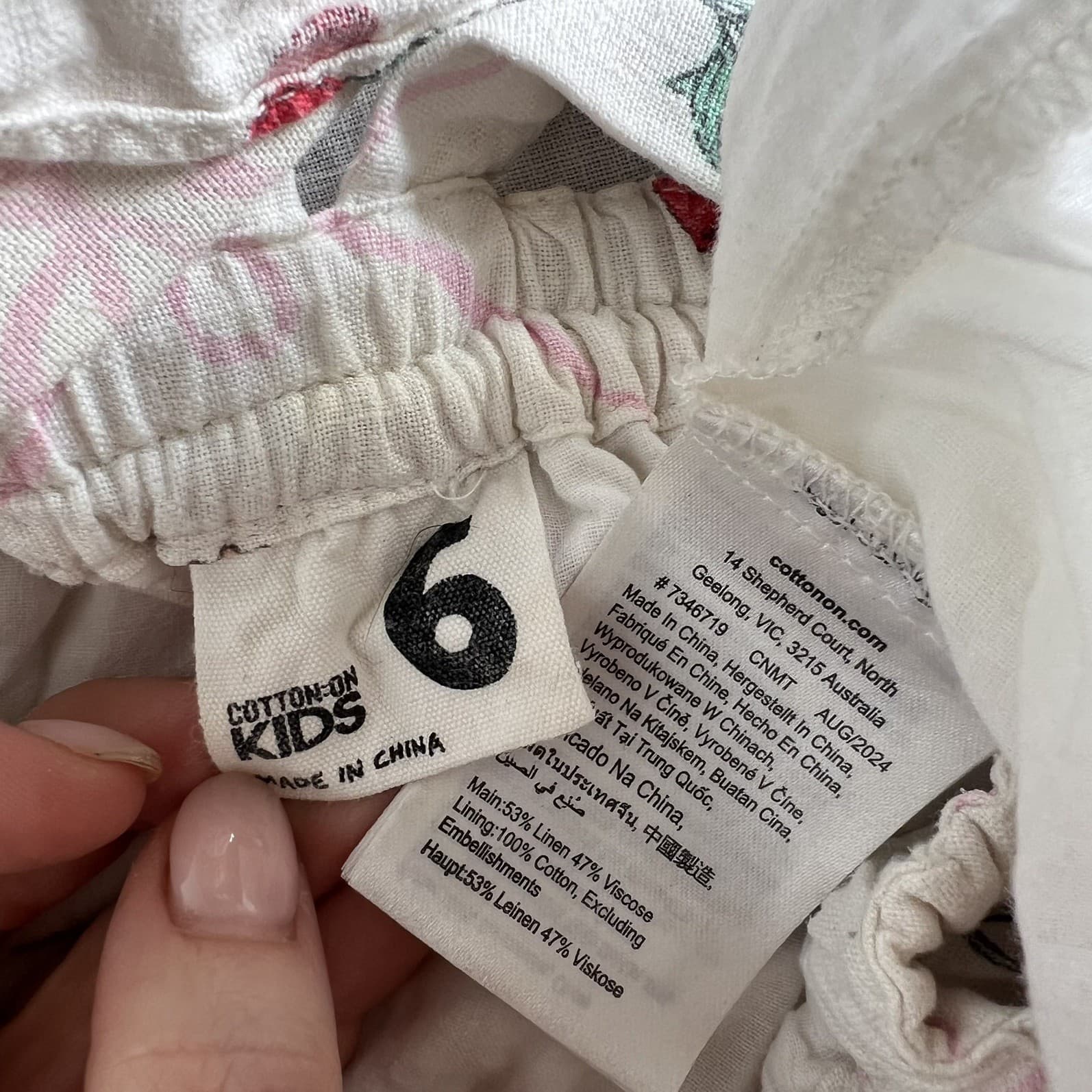 Cotton On Kids Linen Dress Size 6 Girls Cherry Lemon Butterfly Ruffle — photo 2 of 4