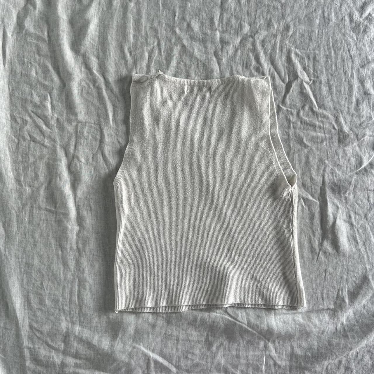AS Studio Cream Ribbed Knit Tank Top Size S Off White Cropped Scoop Neck — photo 6 of 7