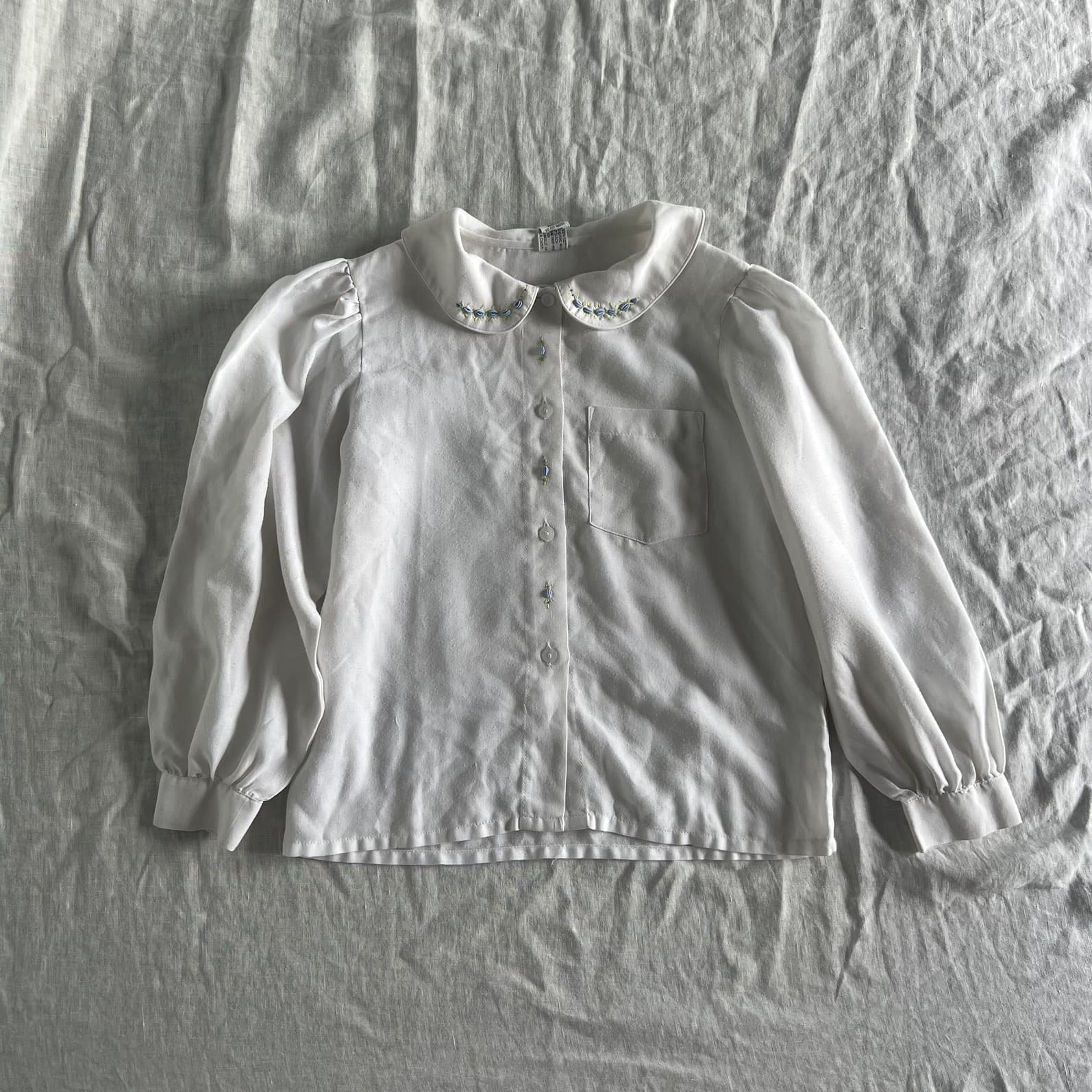 Vintage Target Girls White Blouse Size 6 Embroidered Peter Pan Cottagecore — photo 1 of 7