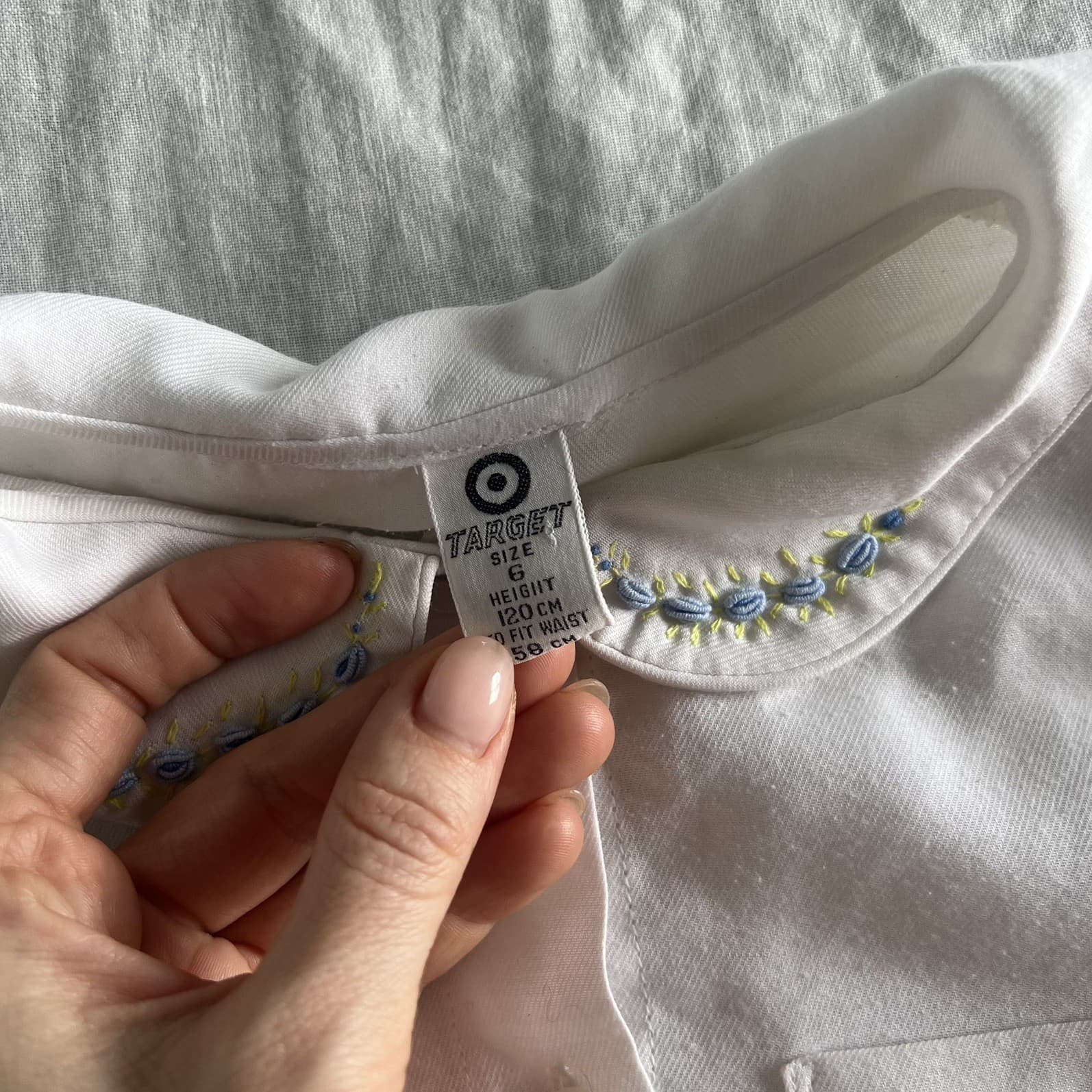 Vintage Target Girls White Blouse Size 6 Embroidered Peter Pan Cottagecore — photo 2 of 7