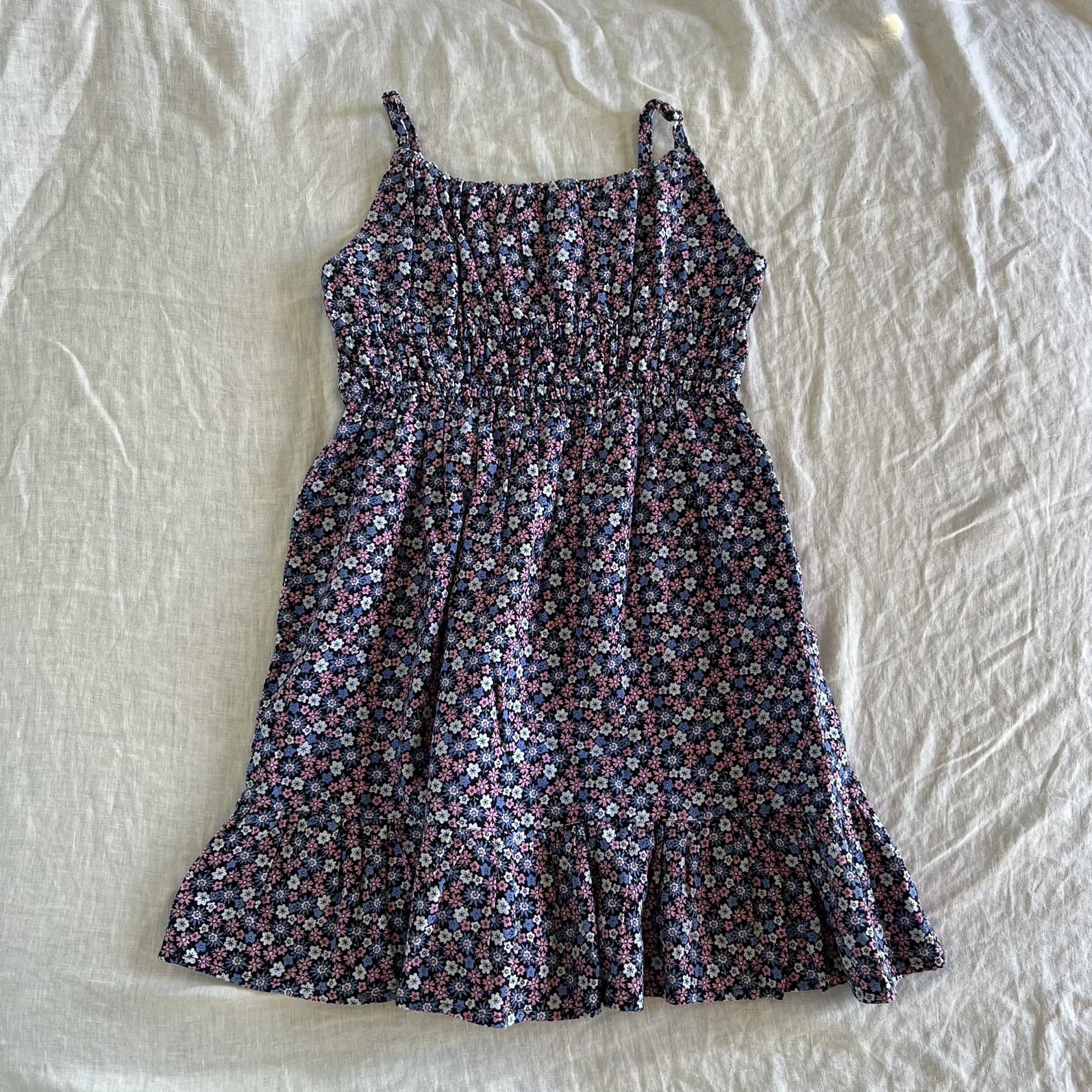 Seed Teen Girls Floral Dress Summer Cami Smocked Shirred Ruffle Size 10 — photo 1 of 6