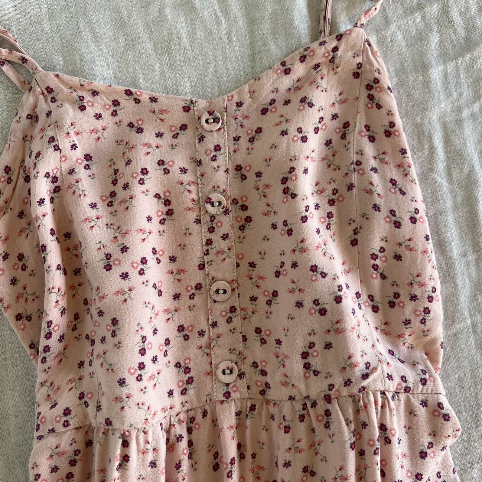Just Jeans Girls Pink Floral Dress Summer Cami Button Down Smocked Size 10 — photo 4 of 5