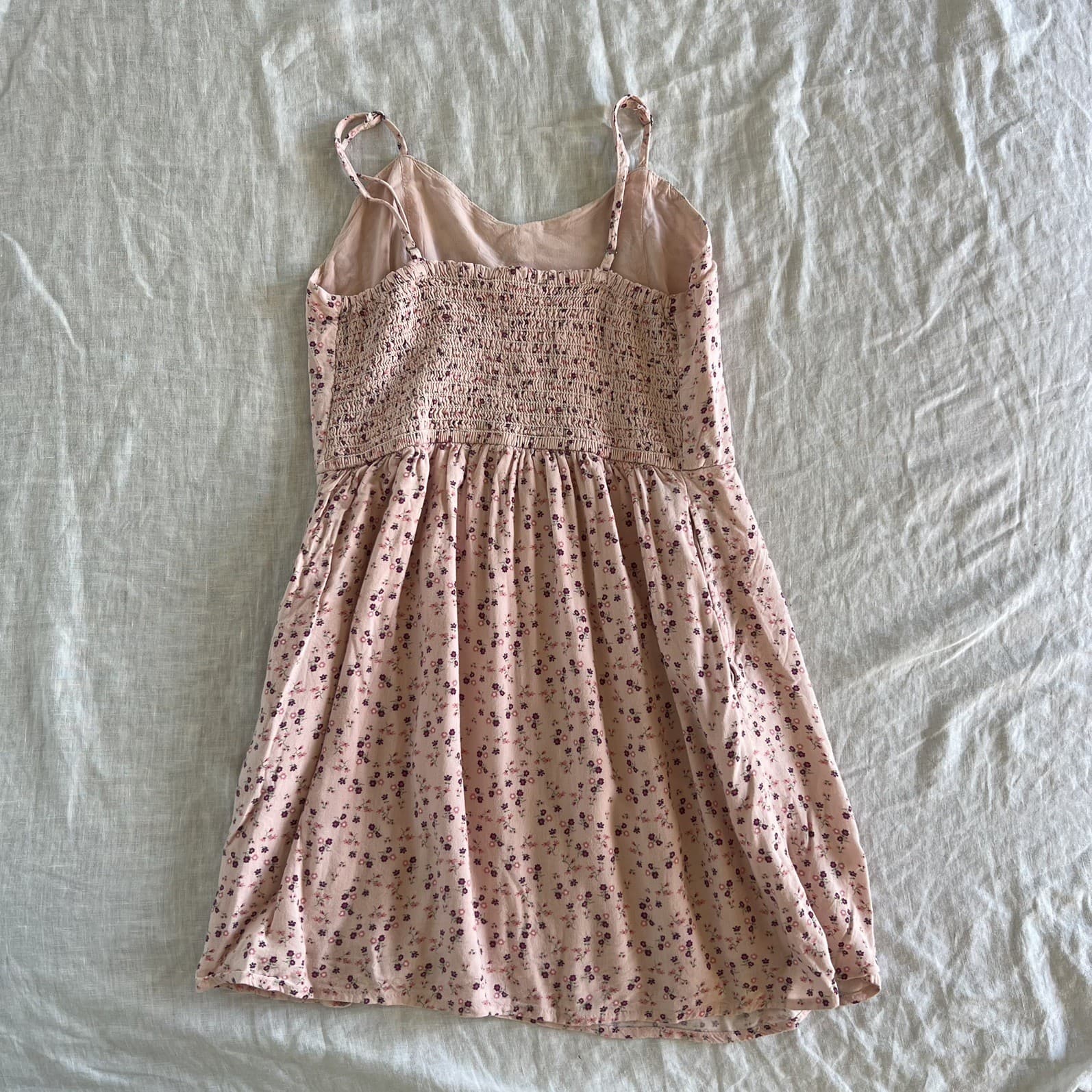 Just Jeans Girls Pink Floral Dress Summer Cami Button Down Smocked Size 10 — photo 5 of 5