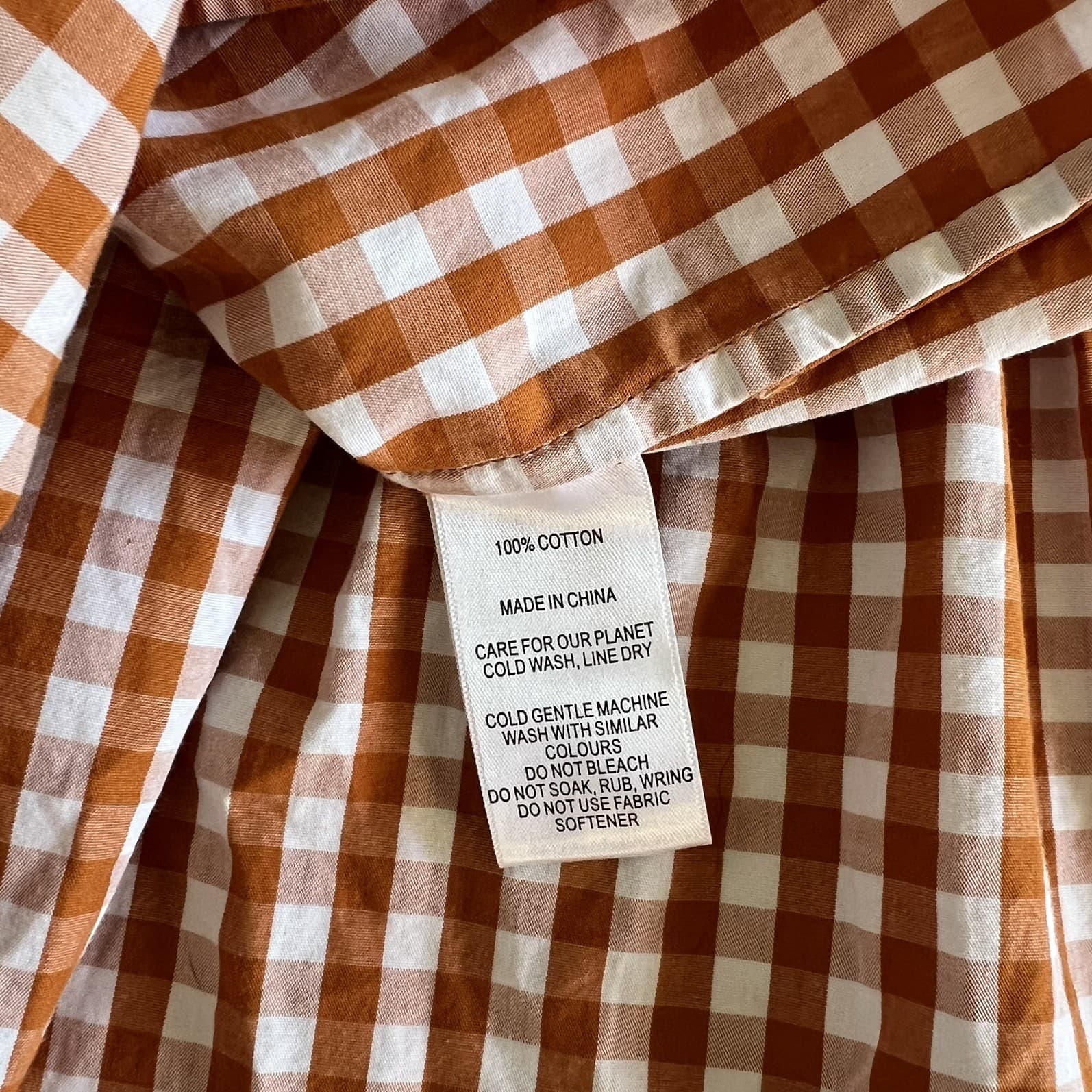 RB Sellars Girls Gingham Top Terracotta Orange Brown Cotton Ruffle Smock Size 10 — photo 5 of 5