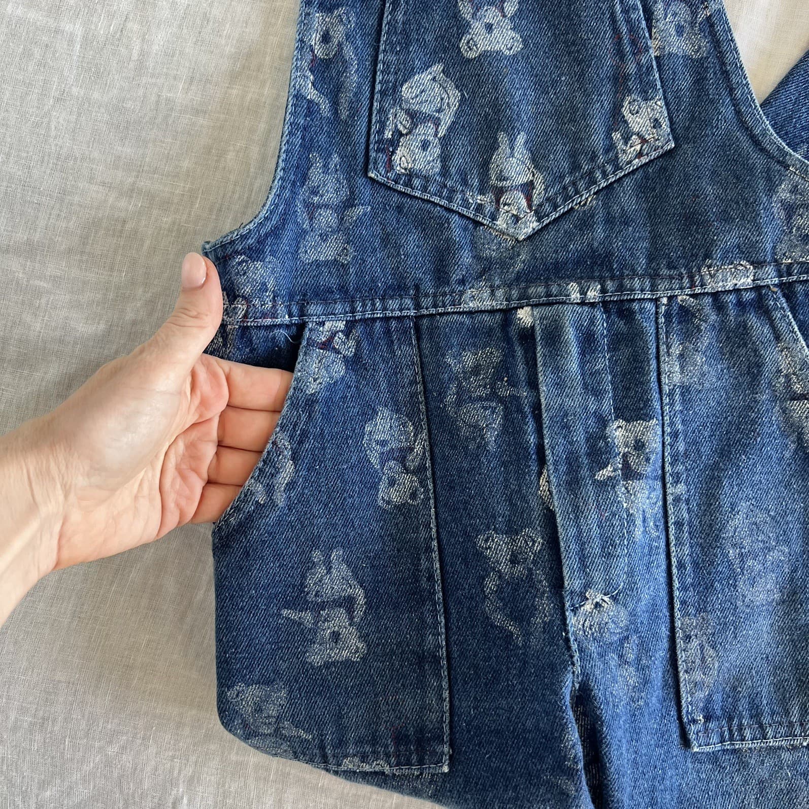 90s Vintage Australiana Overalls Kids 7 Blue Denim Koala Print Dungarees Cotton — photo 2 of 9