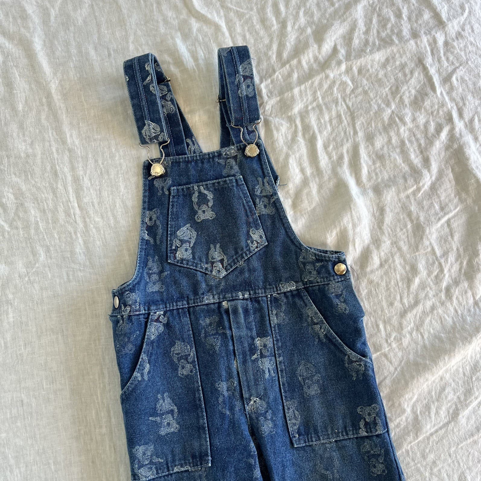 90s Vintage Australiana Overalls Kids 7 Blue Denim Koala Print Dungarees Cotton — photo 4 of 9