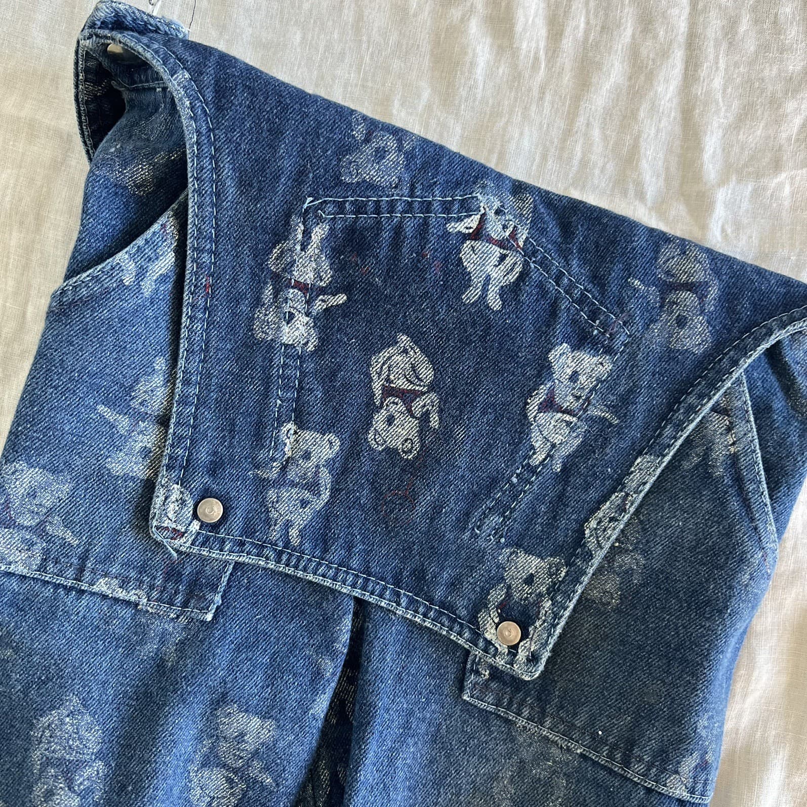 90s Vintage Australiana Overalls Kids 7 Blue Denim Koala Print Dungarees Cotton — photo 5 of 9
