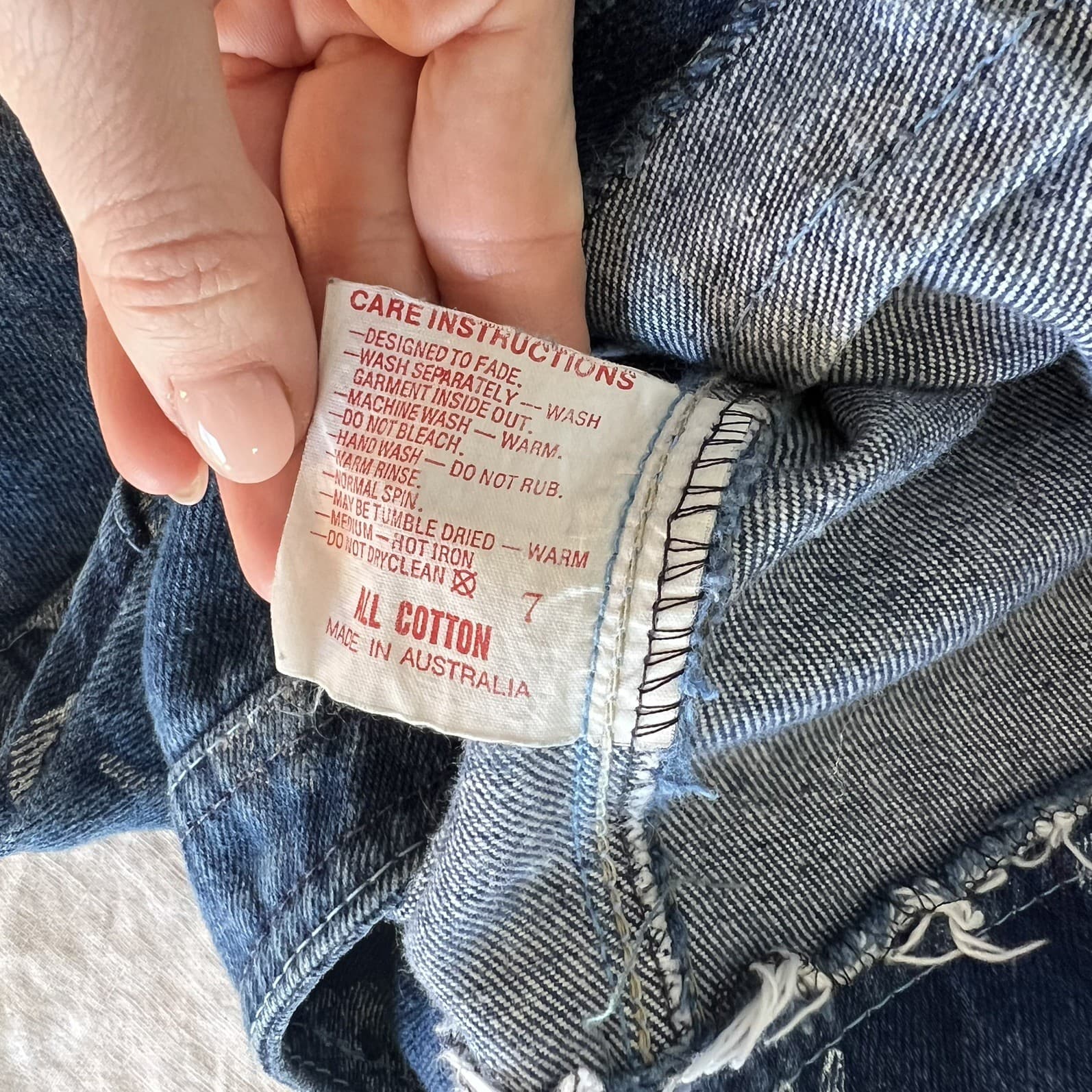 90s Vintage Australiana Overalls Kids 7 Blue Denim Koala Print Dungarees Cotton — photo 6 of 9