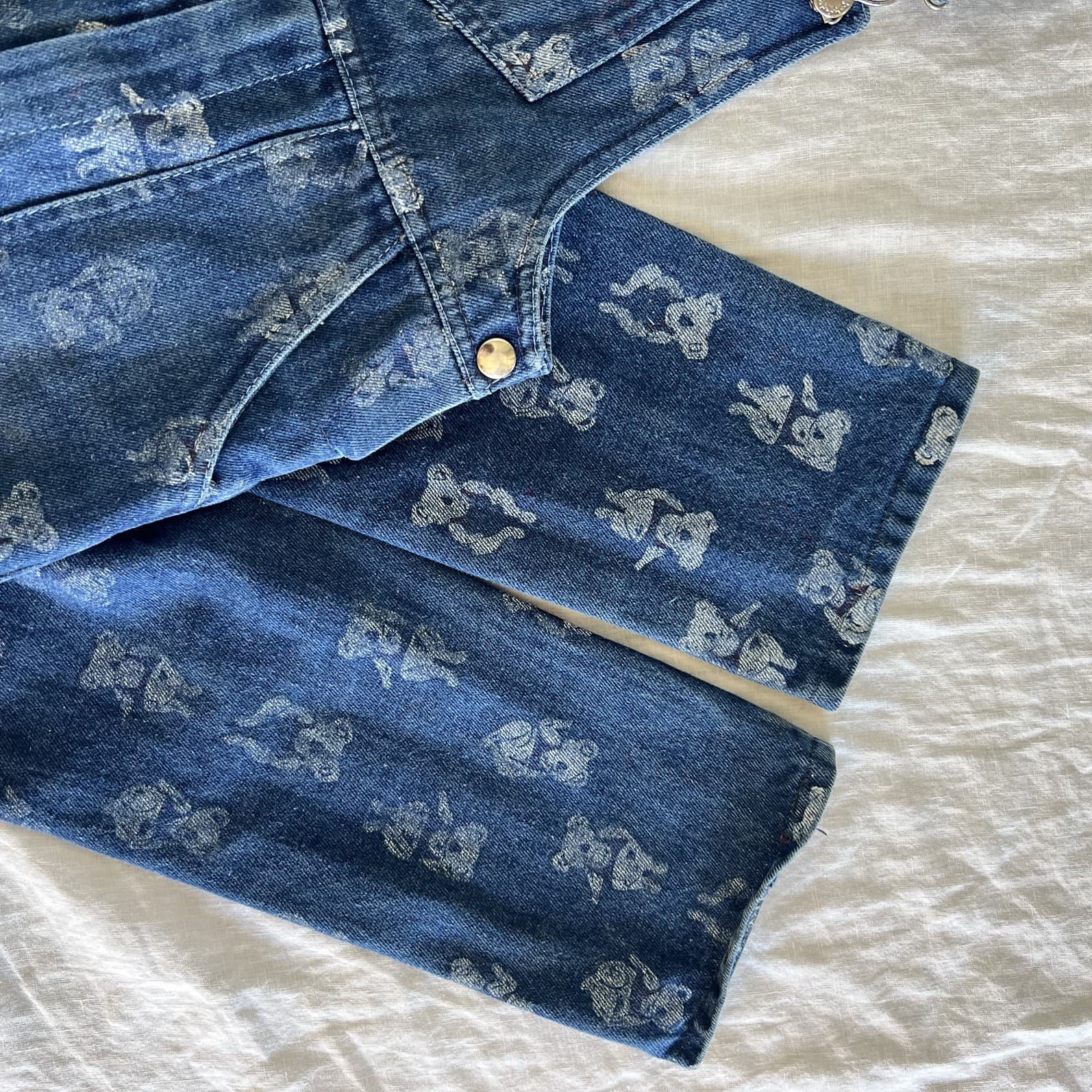 90s Vintage Australiana Overalls Kids 7 Blue Denim Koala Print Dungarees Cotton — photo 7 of 9