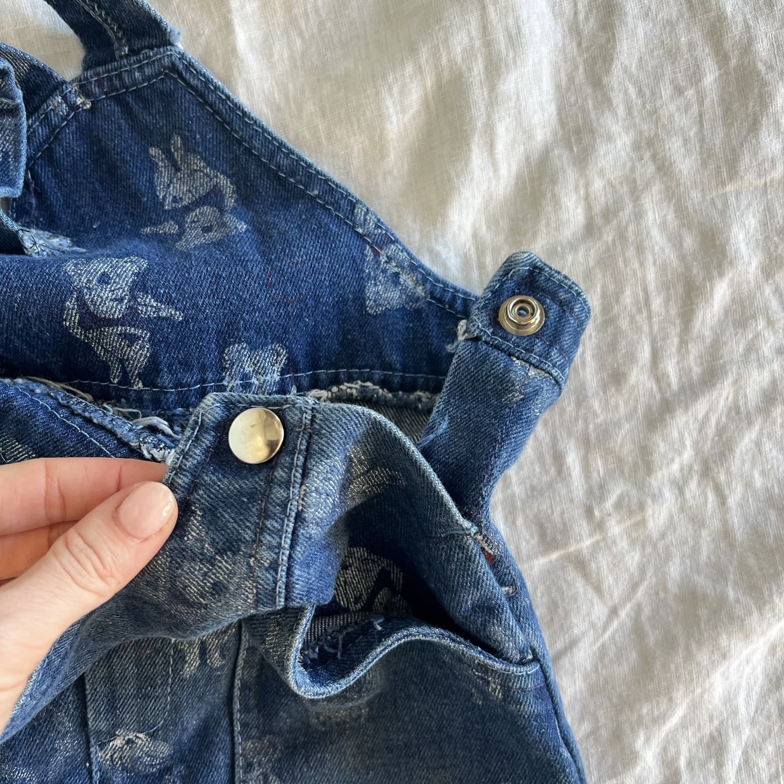 90s Vintage Australiana Overalls Kids 7 Blue Denim Koala Print Dungarees Cotton — photo 8 of 9