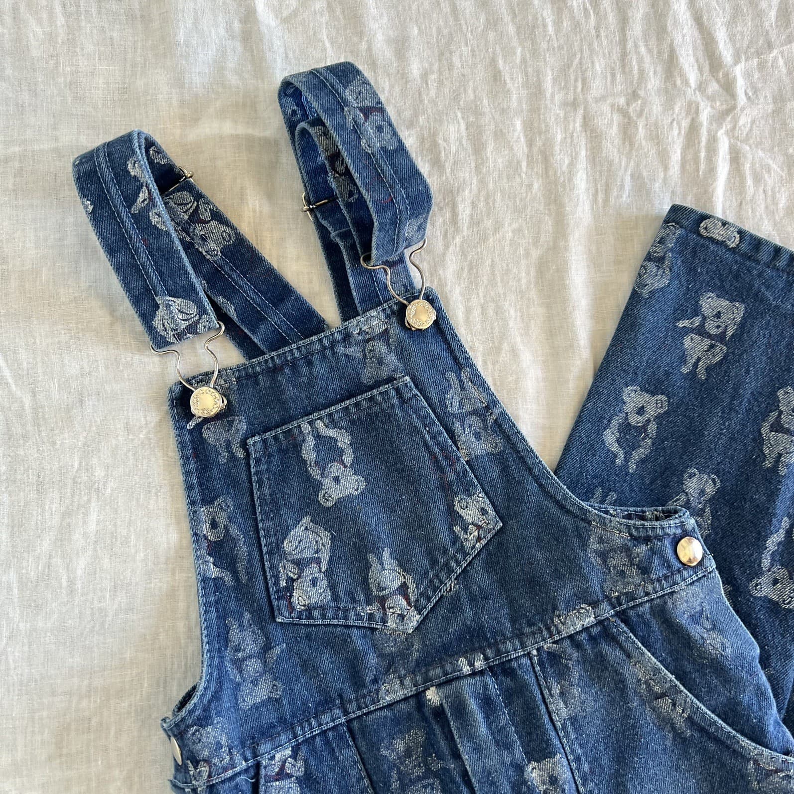 90s Vintage Australiana Overalls Kids 7 Blue Denim Koala Print Dungarees Cotton — photo 9 of 9