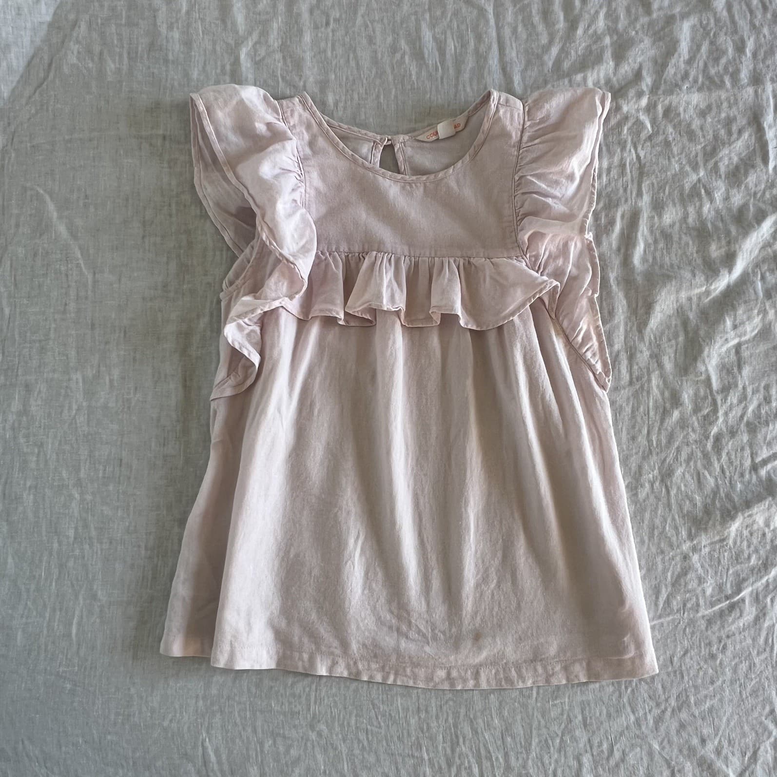 Country Road Girls Top Size 12 Pink Cotton Ruffle Flutter Sleeve Blouse Shirt — photo 1 of 6