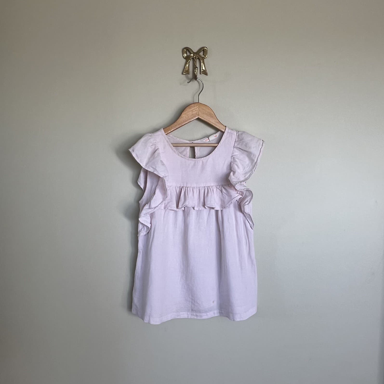 Country Road Girls Top Size 12 Pink Cotton Ruffle Flutter Sleeve Blouse Shirt — photo 4 of 6