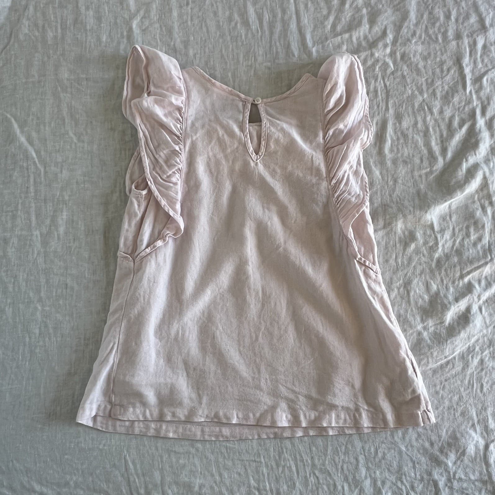 Country Road Girls Top Size 12 Pink Cotton Ruffle Flutter Sleeve Blouse Shirt — photo 6 of 6