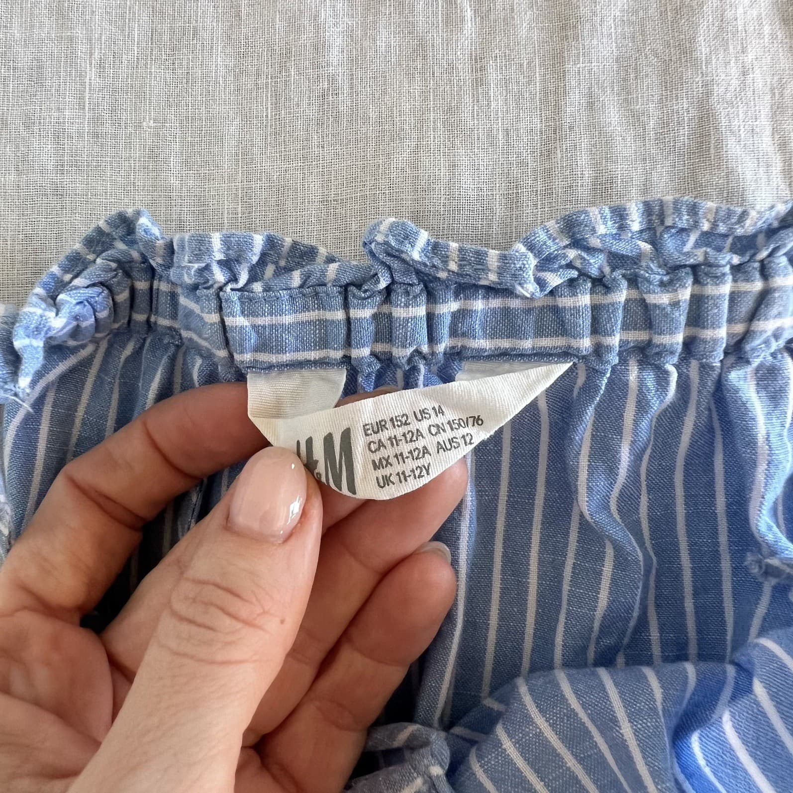 H&M Girls Jumpsuit Size 12 Blue White Stripe Cotton Seersucker Playsuit Romper — photo 2 of 6