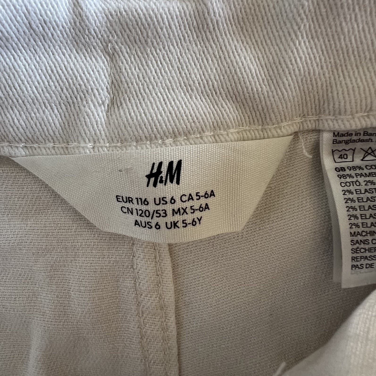 H&M Girls Shorts Size 6 White Denim Twill High Waisted Sailor Utility Cargo 5-6 — photo 5 of 5