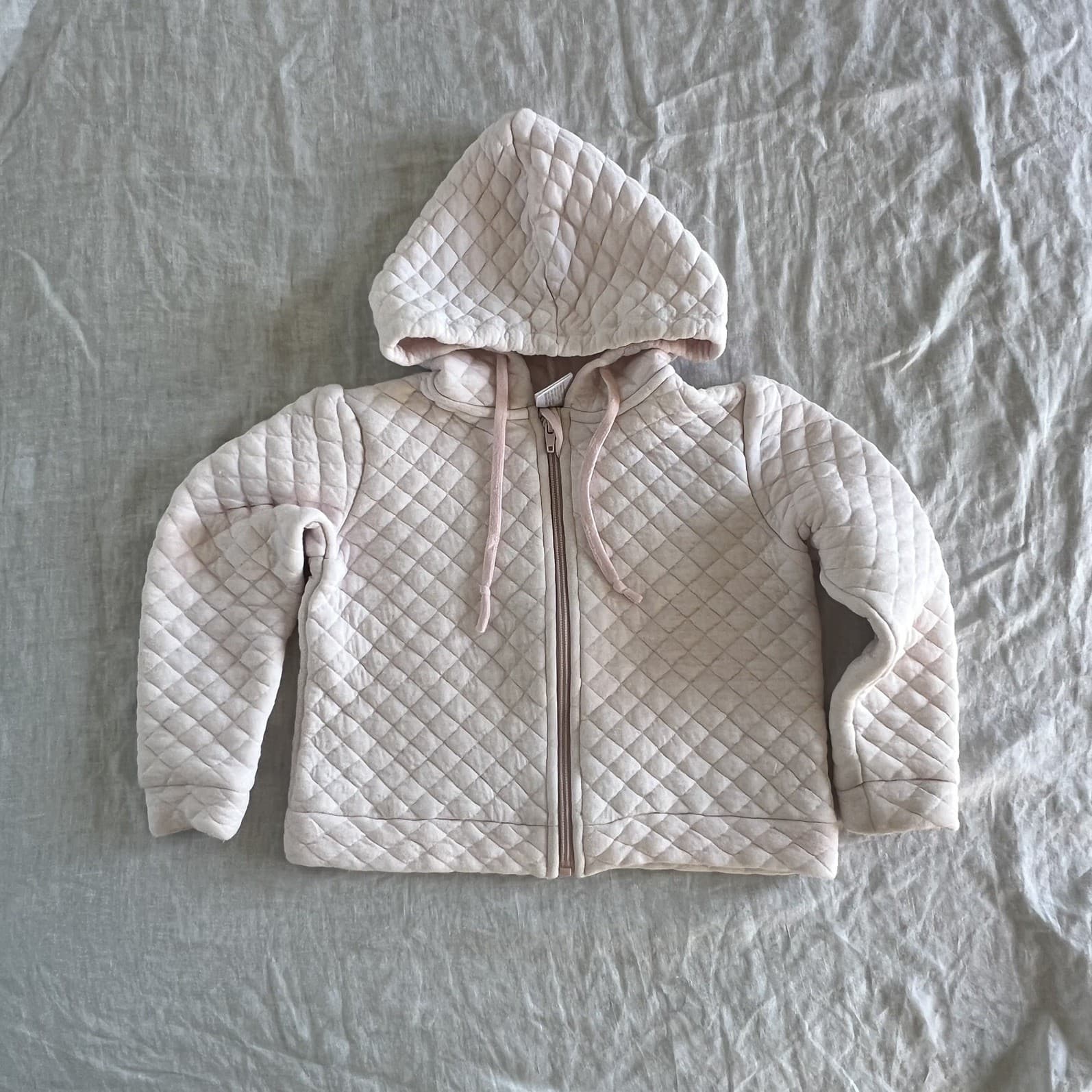 Flo Dancewear Girls Size 6 Pale Pink Quilted Hoodie Full Zip Jacket Cotton Blend — photo 2 of 5