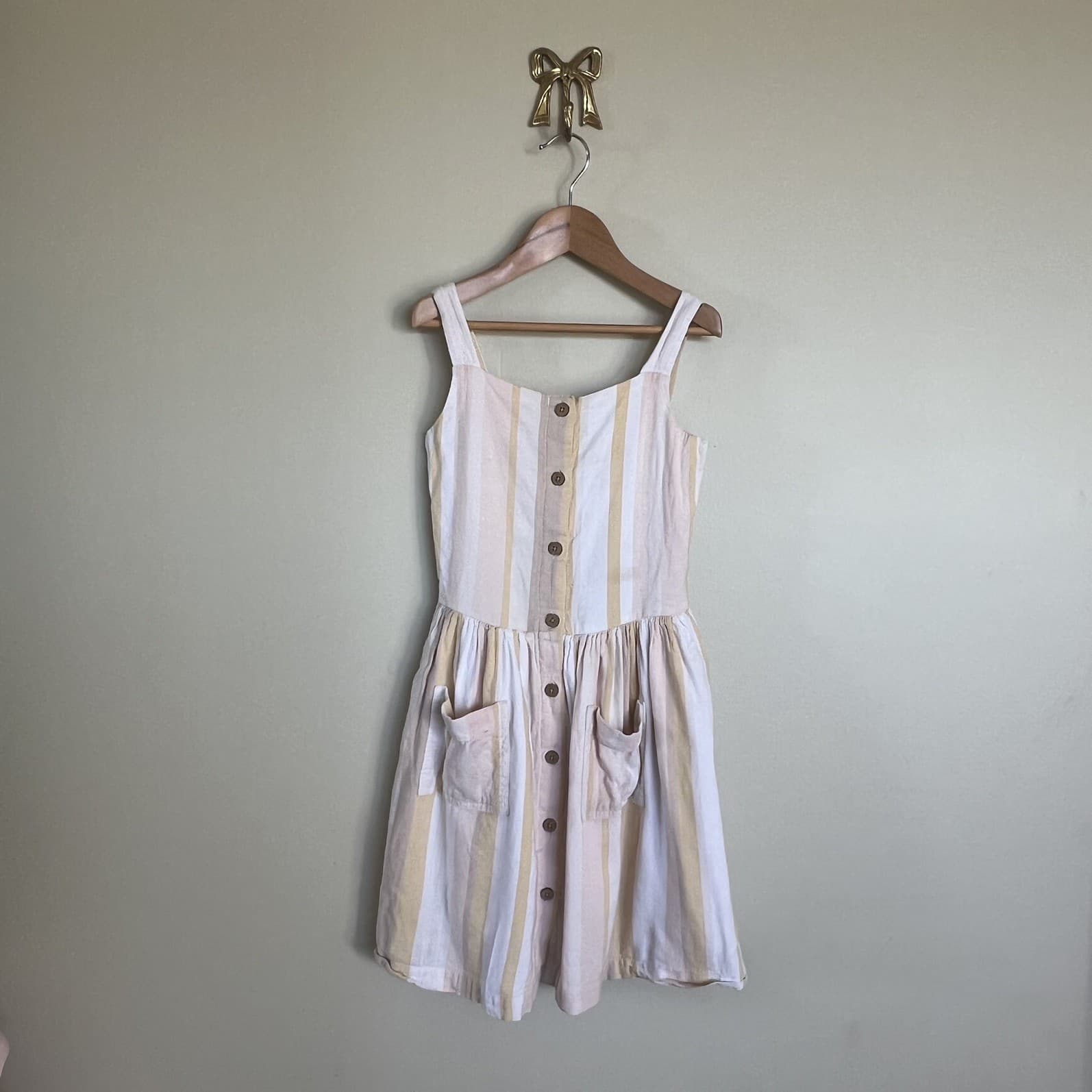 Target Kids Girls Dress Size 7 Pastel Stripe Linen Cotton Blend Sun Dress Summer — photo 2 of 6