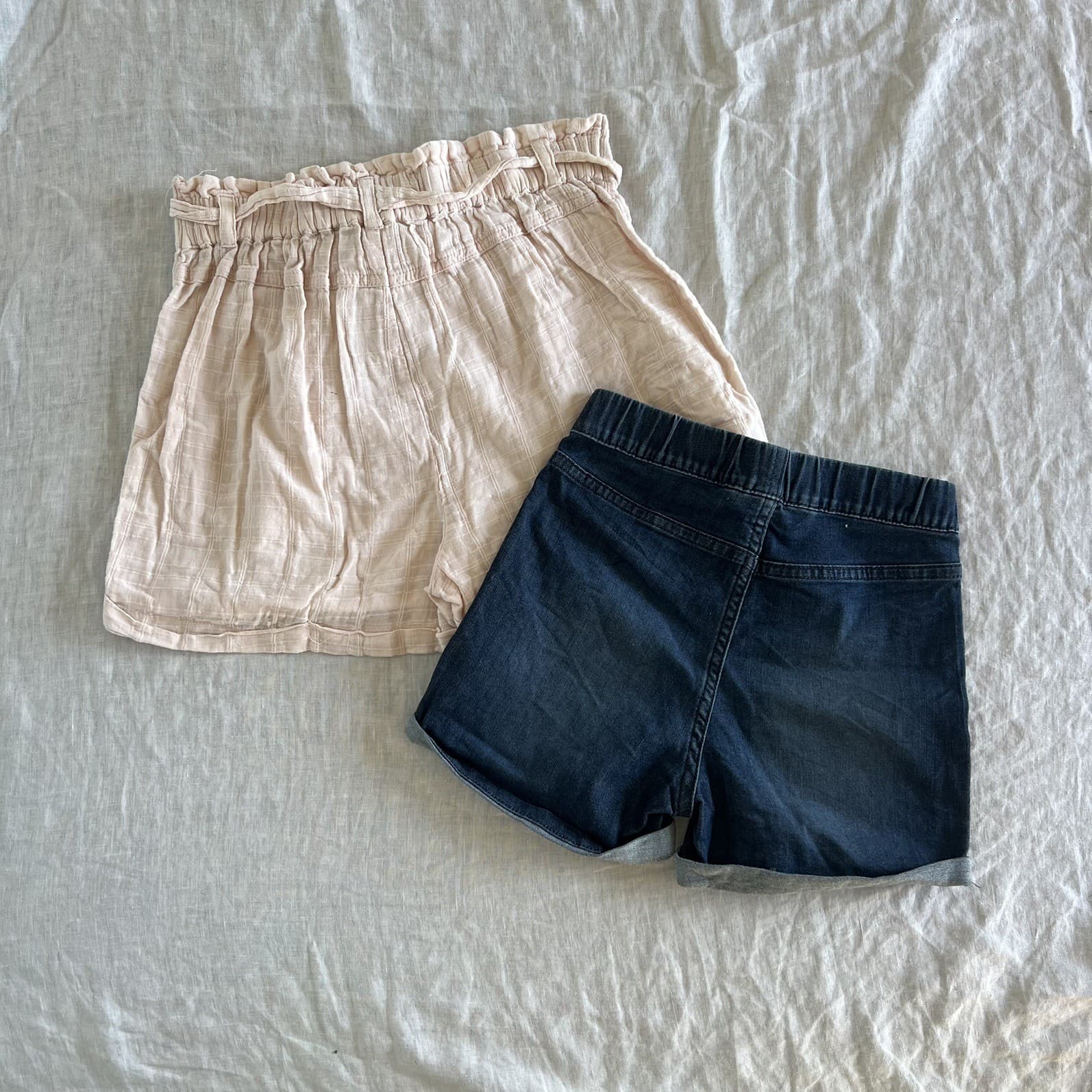 Girls Shorts Bundle Sz 8 9 Cottagecore Pink Muslin Denim Casual Summer Cotton — photo 3 of 3