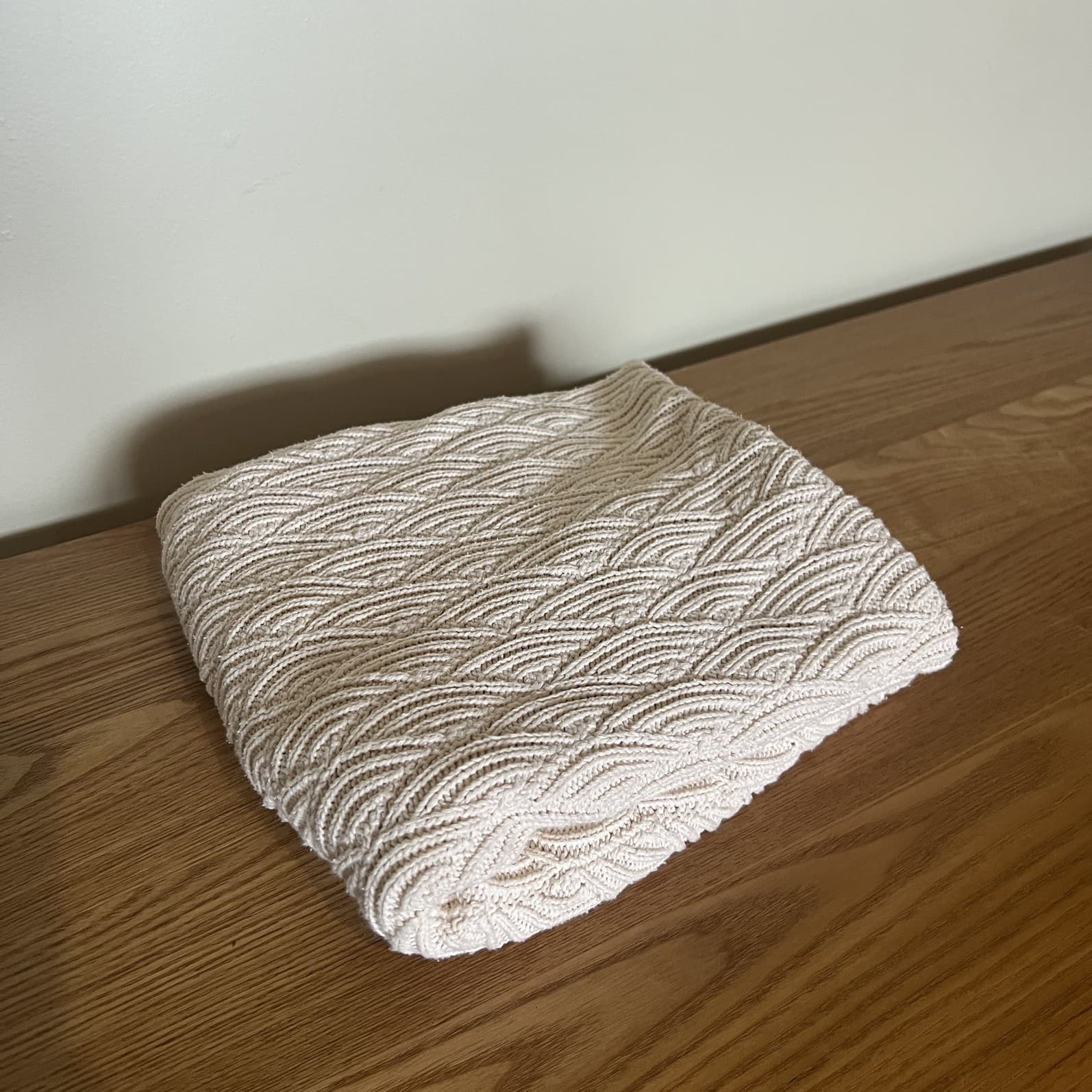 Seed Heritage Baby Blanket Cream Wave Knit 100% Cotton Nursery — photo 2 of 8