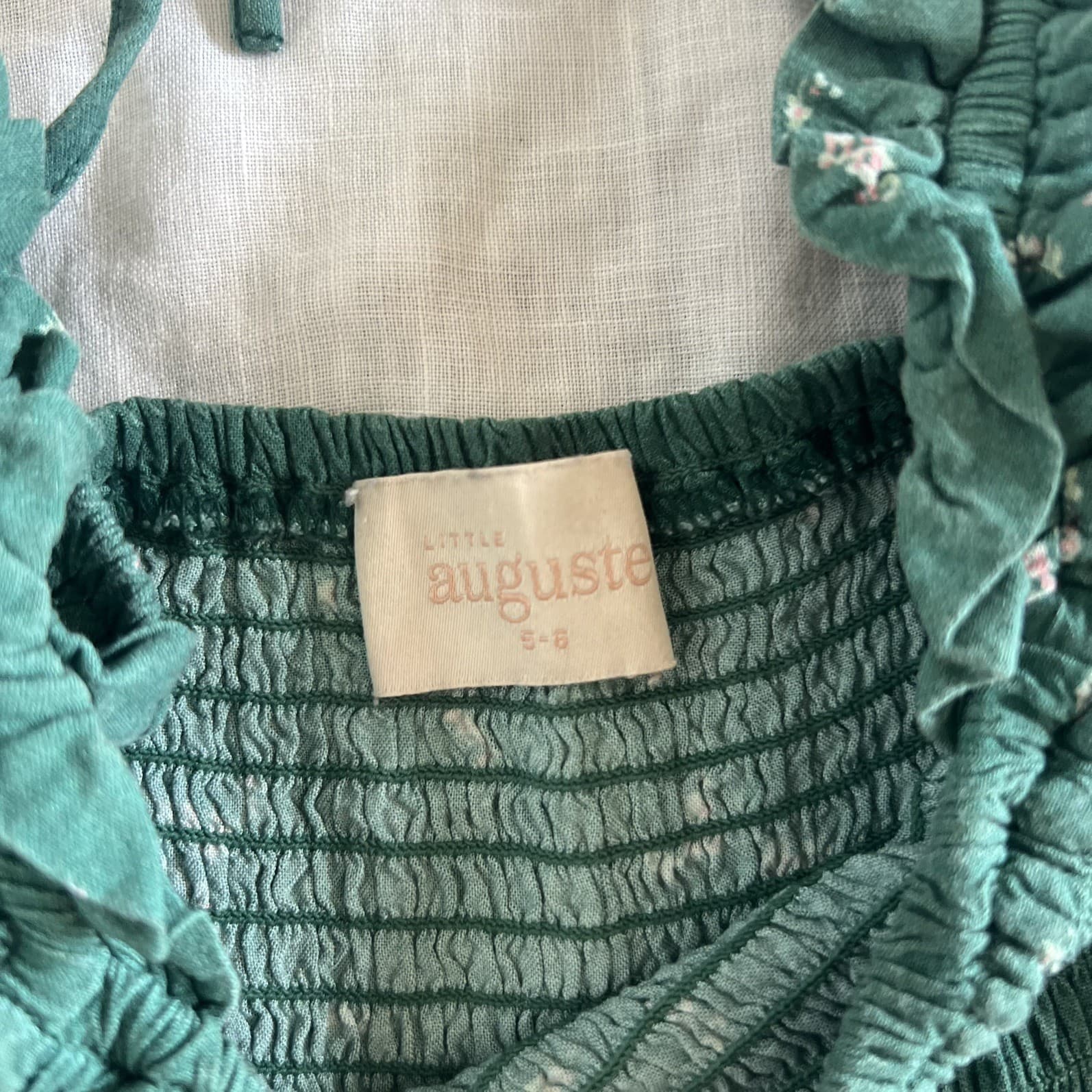 Little Auguste Girls Green Floral Maxi Dress Size 5 6 Rayon Prairie Boho Shirred — photo 2 of 7