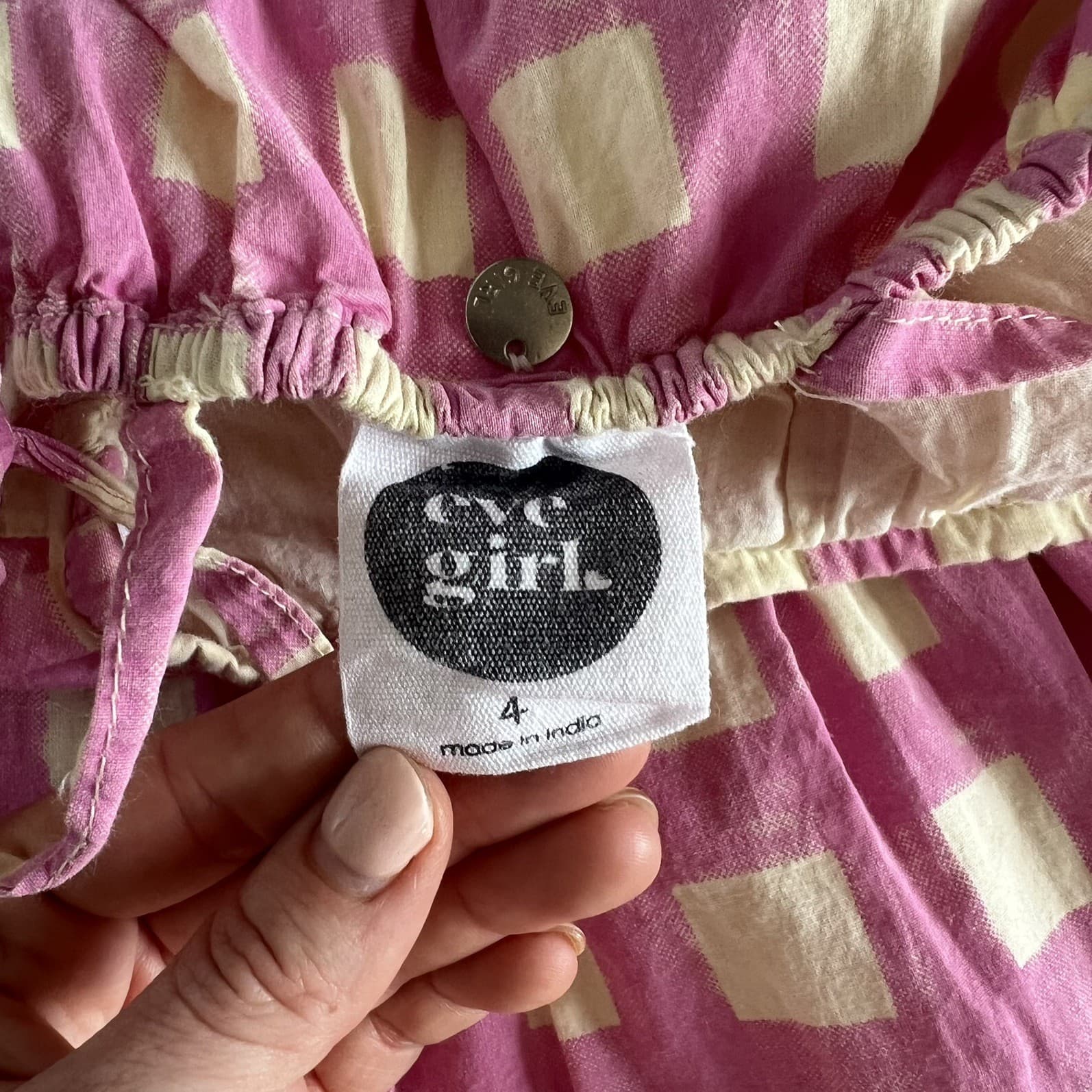 Eve Girl Girls Pink Gingham Tiered Dress Size 4 100% Cotton Lined Prairie Boho — photo 6 of 7