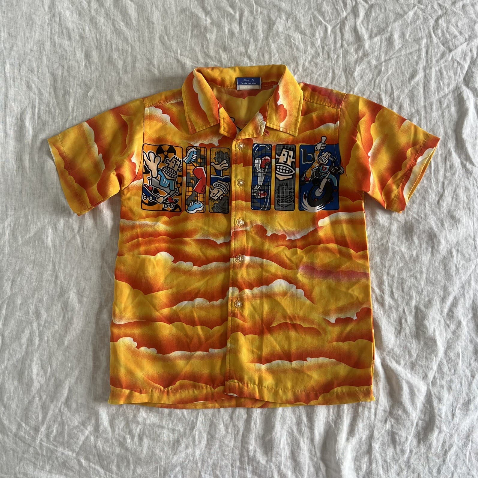 Vintage 2002 Bonehead Kids Hawaiian Shirt Size 5 Mambo Style Skater Surf Y2K 90s — photo 1 of 5
