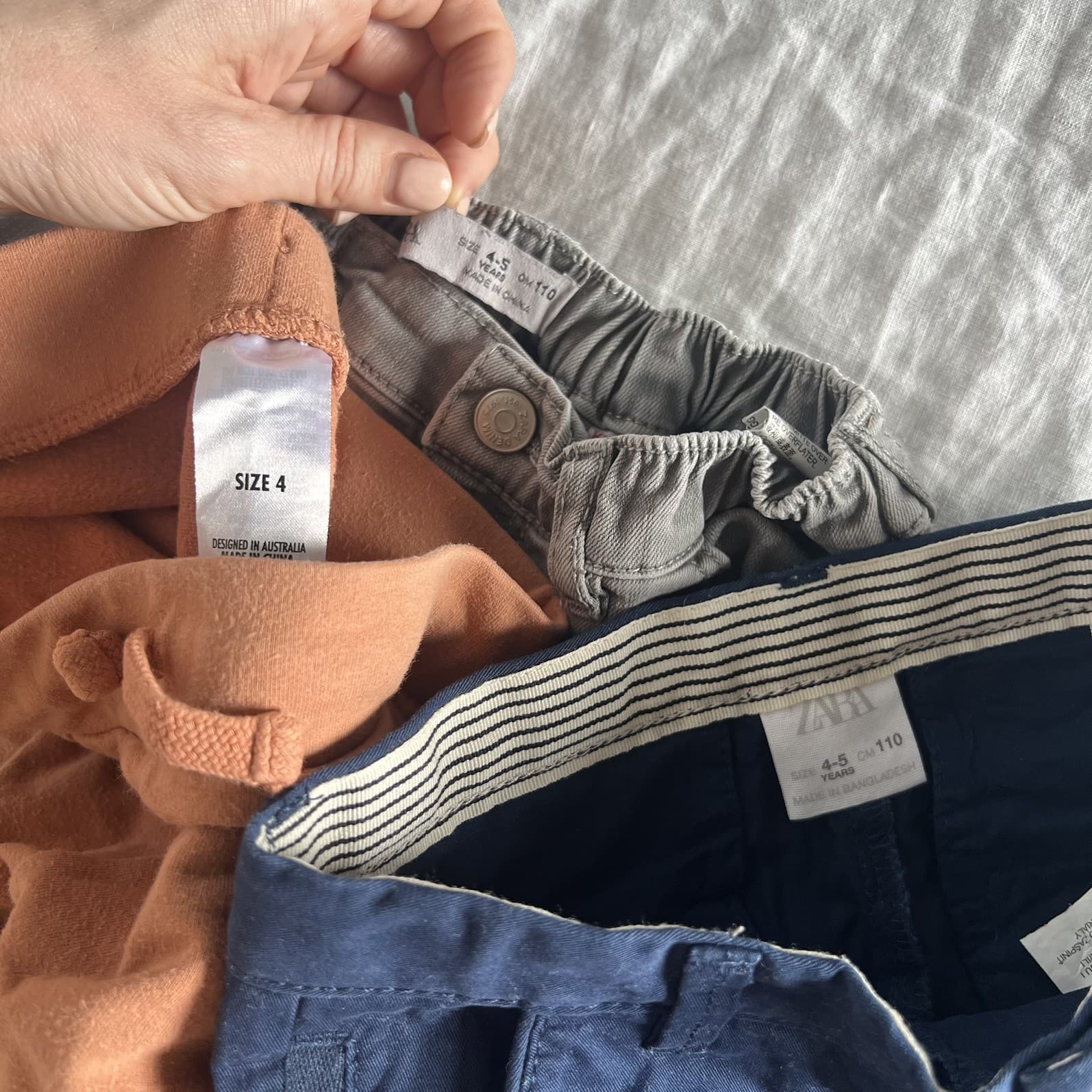 Boys Size 4 5 Bottoms Pack Zara Grey Jeans Navy Shorts Bonds Trackpants — photo 2 of 2
