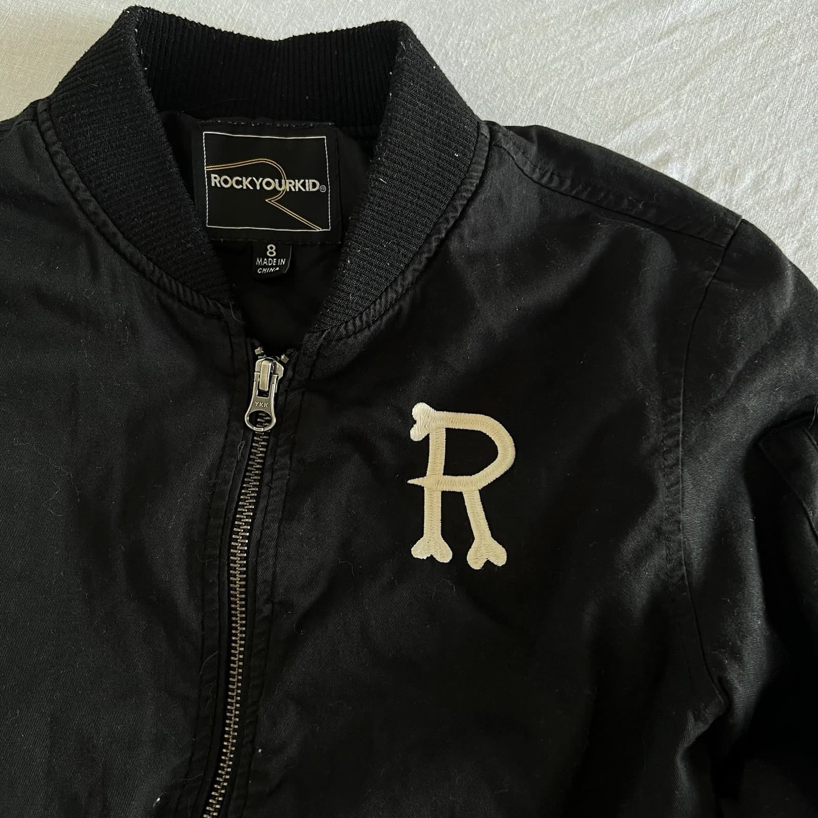 Rock Your Kid Boys Bomber Jacket Size 8 Black Sukajan Japan Eagle Skull RYK — photo 3 of 5