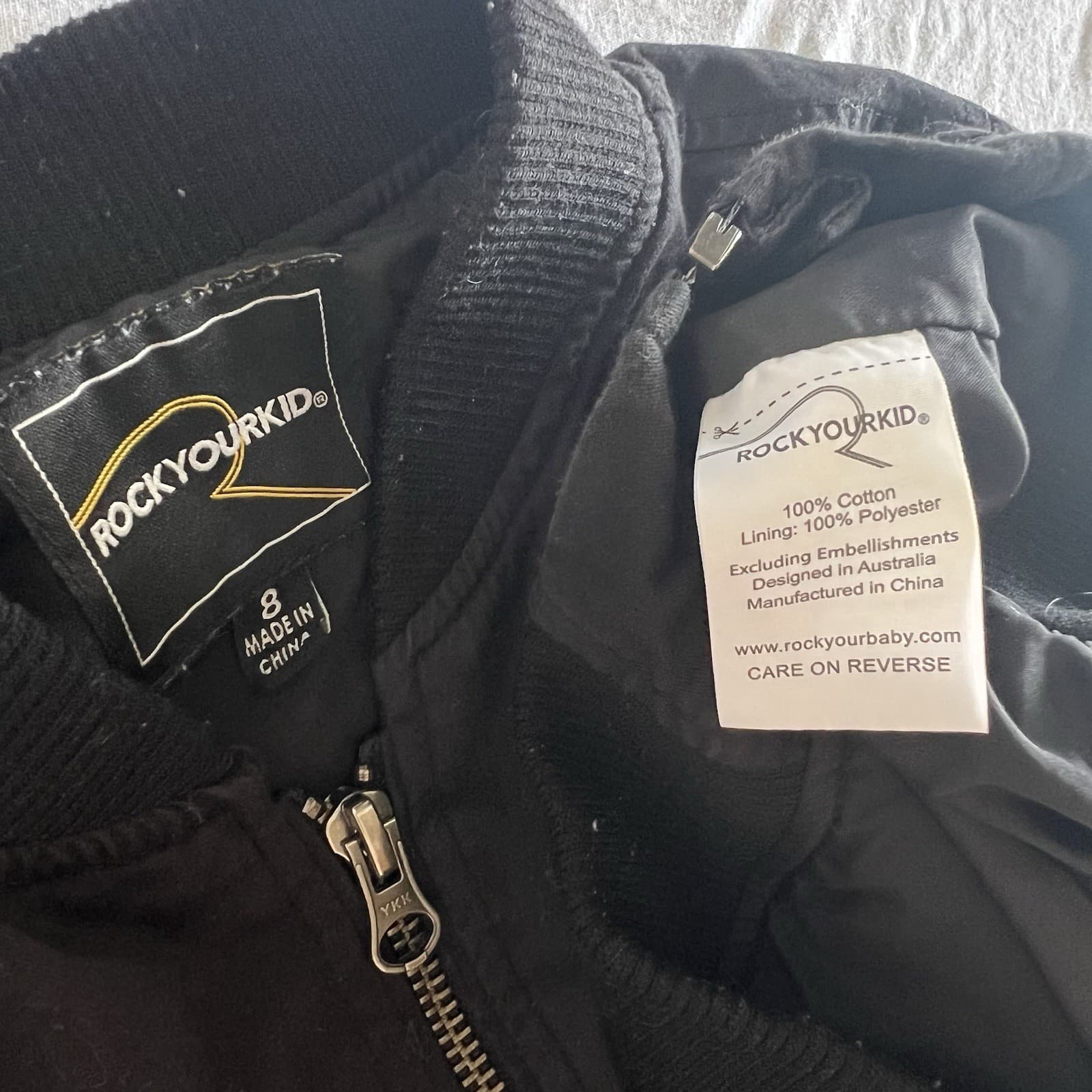 Rock Your Kid Boys Bomber Jacket Size 8 Black Sukajan Japan Eagle Skull RYK — photo 4 of 5