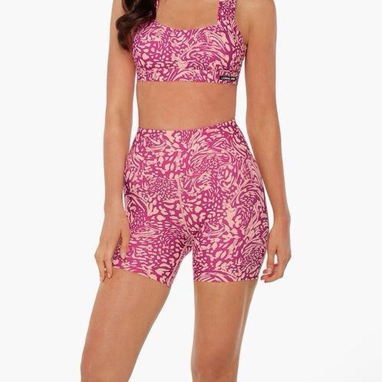 Lorna Jane Twist Bike Shorts S Small Bright Pink Patterned Active Core Stability — photo 7 of 8
