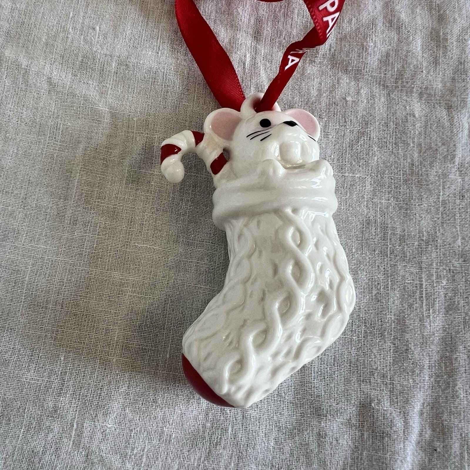 Pandora Christmas Ornament 2023 Mouse Stocking Ceramic Tree Decoration Boxed — photo 3 of 8