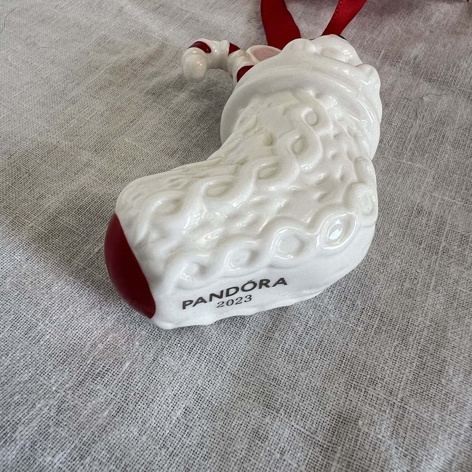 Pandora Christmas Ornament 2023 Mouse Stocking Ceramic Tree Decoration Boxed — photo 4 of 8