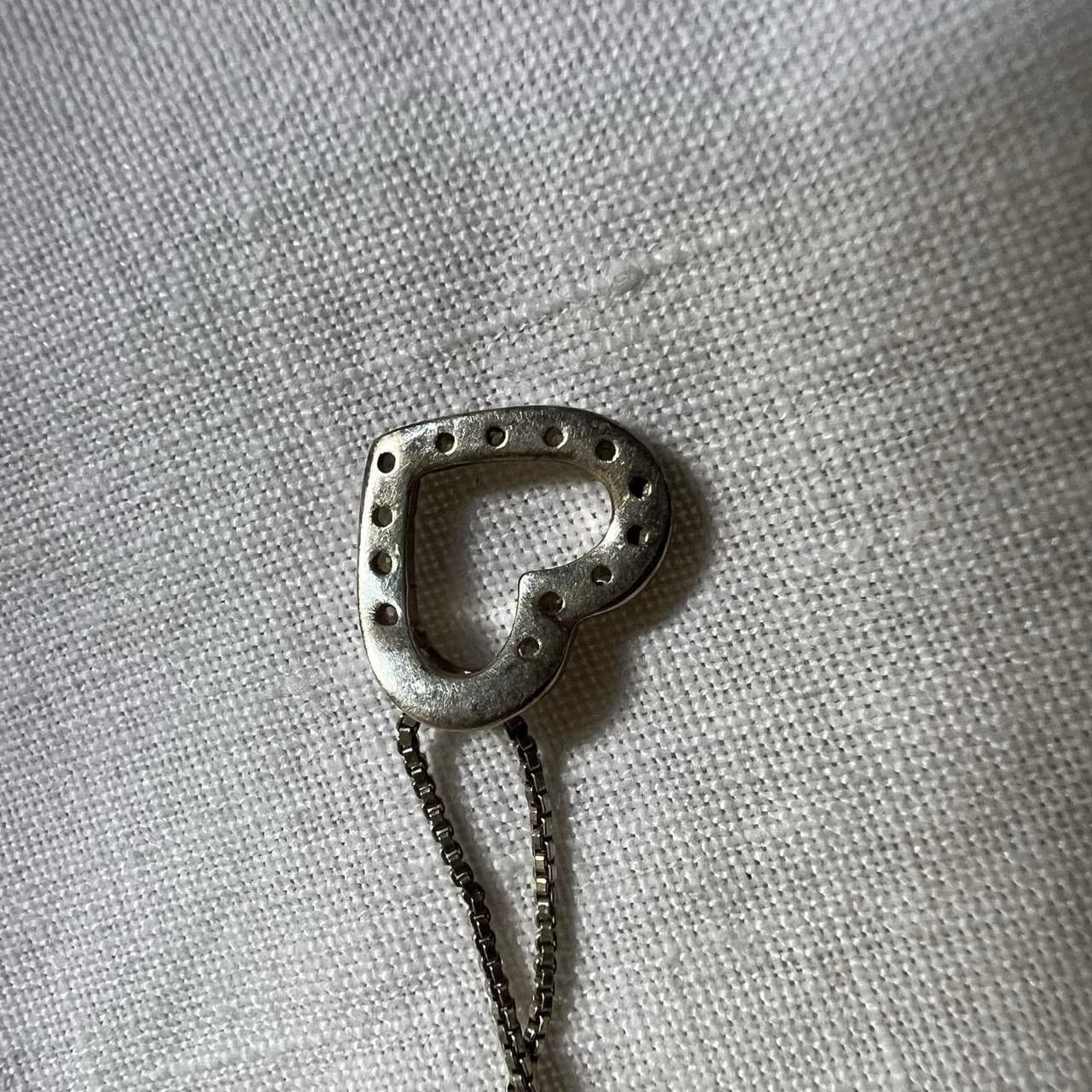 Sterling Silver Open Heart CZ Necklace 925 Dainty Romantic Pendant Fine Chain — photo 3 of 4