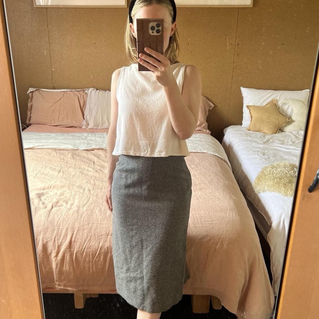 Vintage Charles Jourdan France Alpaca Wool Pencil Skirt Grey High Waist Size 6 — photo 1 of 8