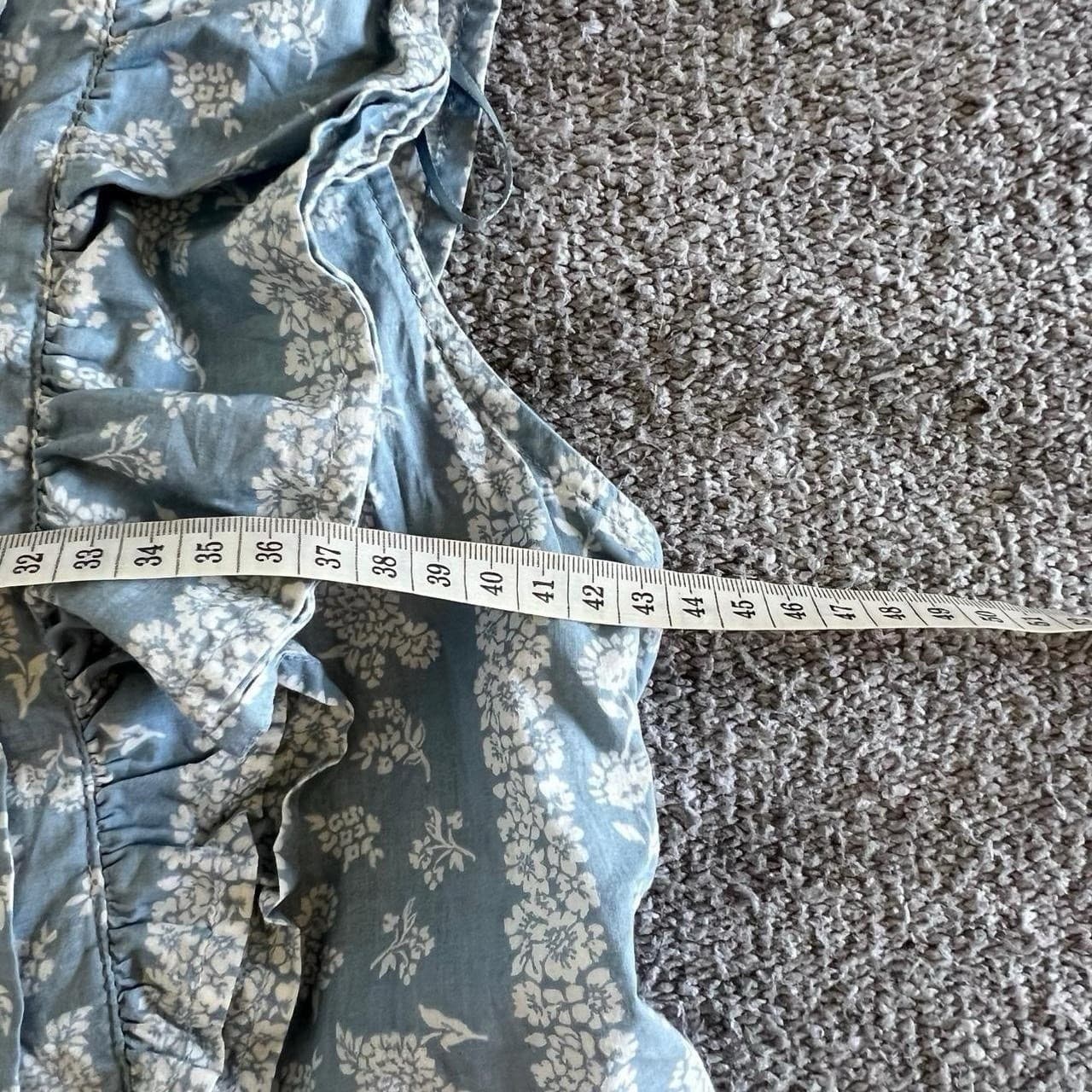 Cottagecore Floral Blouse Blue Prairie Coquette Ruffle Flutter Sleeve Petite 12 — photo 5 of 6