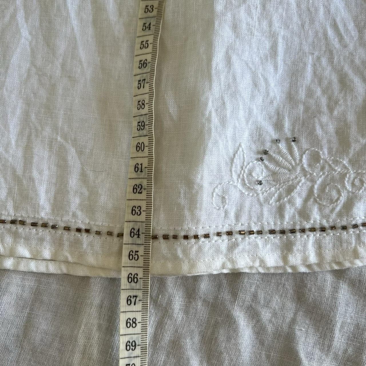 White Pure Linen Tunic Top 10 Vintage Target Beaded Embroidered Boho Coastal — photo 8 of 8