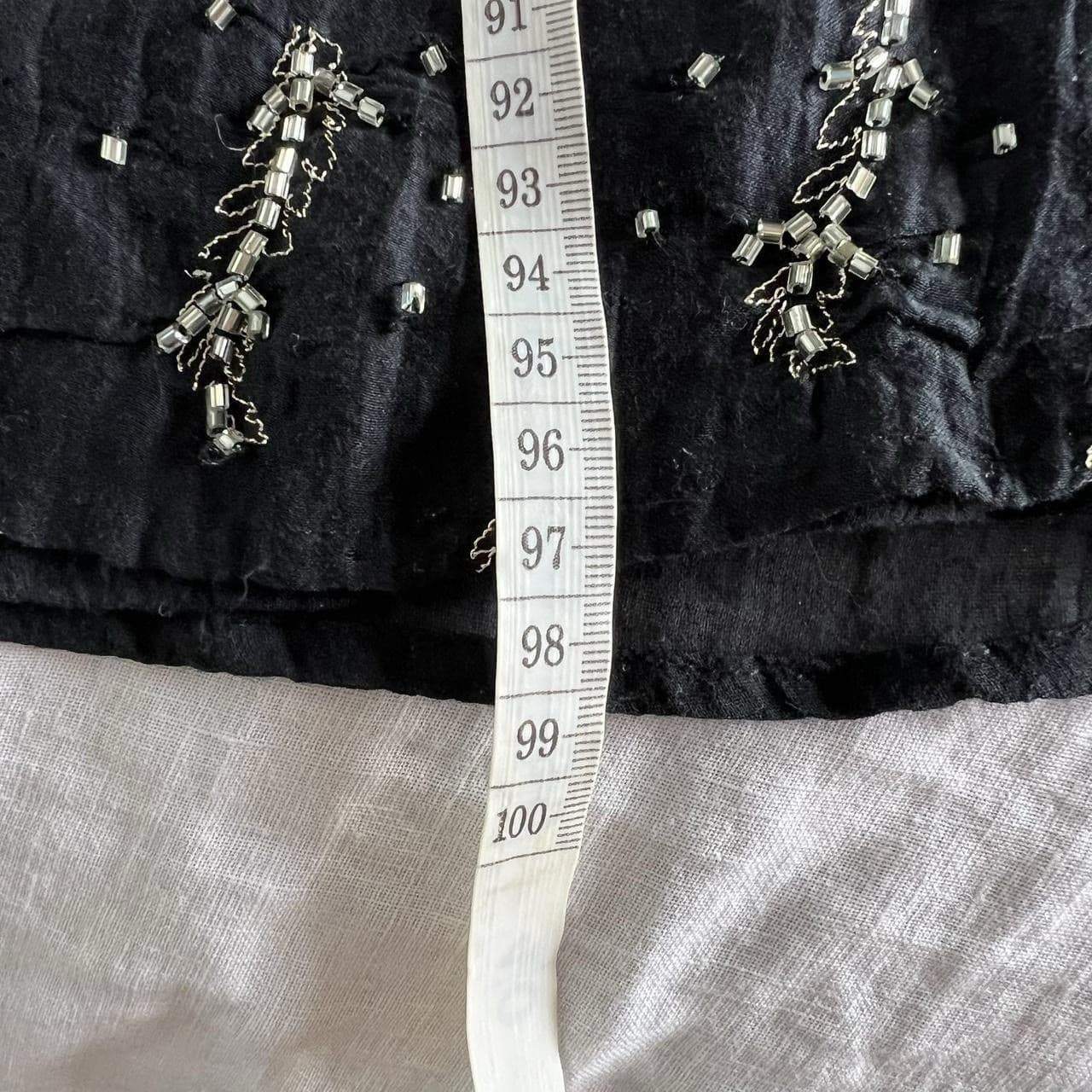 Eb Ive Black Cotton Smock Dress S Gold Sequin Embroidered Keyhole Whimsygoth — photo 6 of 8