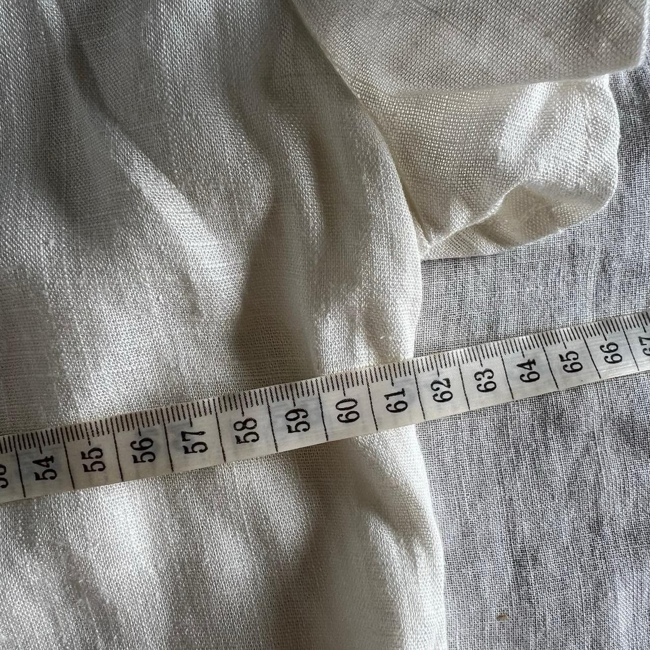 Grace Co Cream Linen Blend Babydoll Dress SM Oversized Smock Pockets Prairie — photo 5 of 7