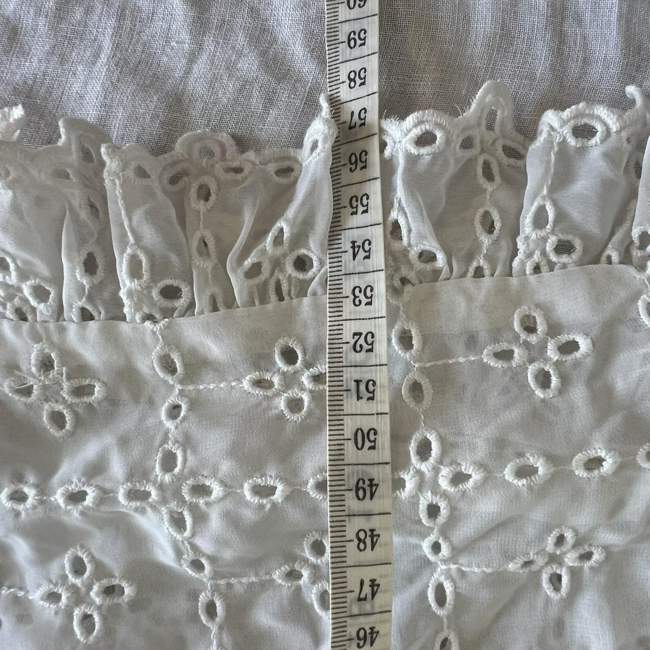 H&M White Sheer Eyelet Blouse S Broderie Anglaise Ruffle Prairie Coquette Top — photo 7 of 8