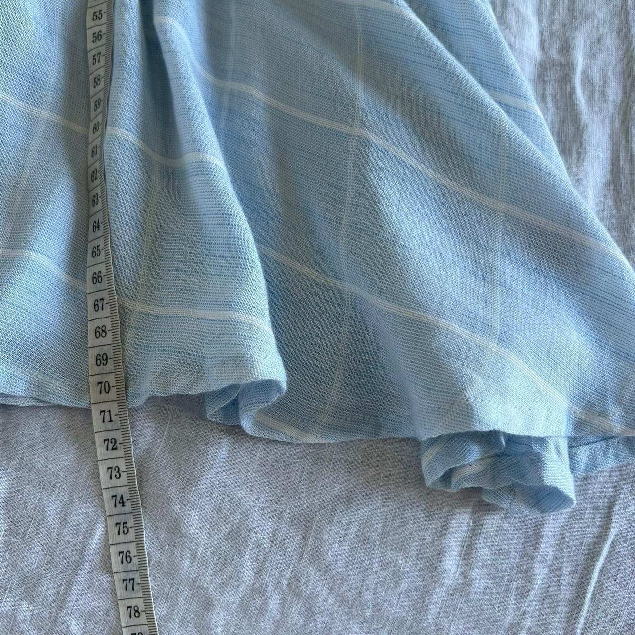 Seed Heritage Blue Grid Check Blouse 14 Viscose Peplum Smock Ruffle Sleeve — photo 7 of 8