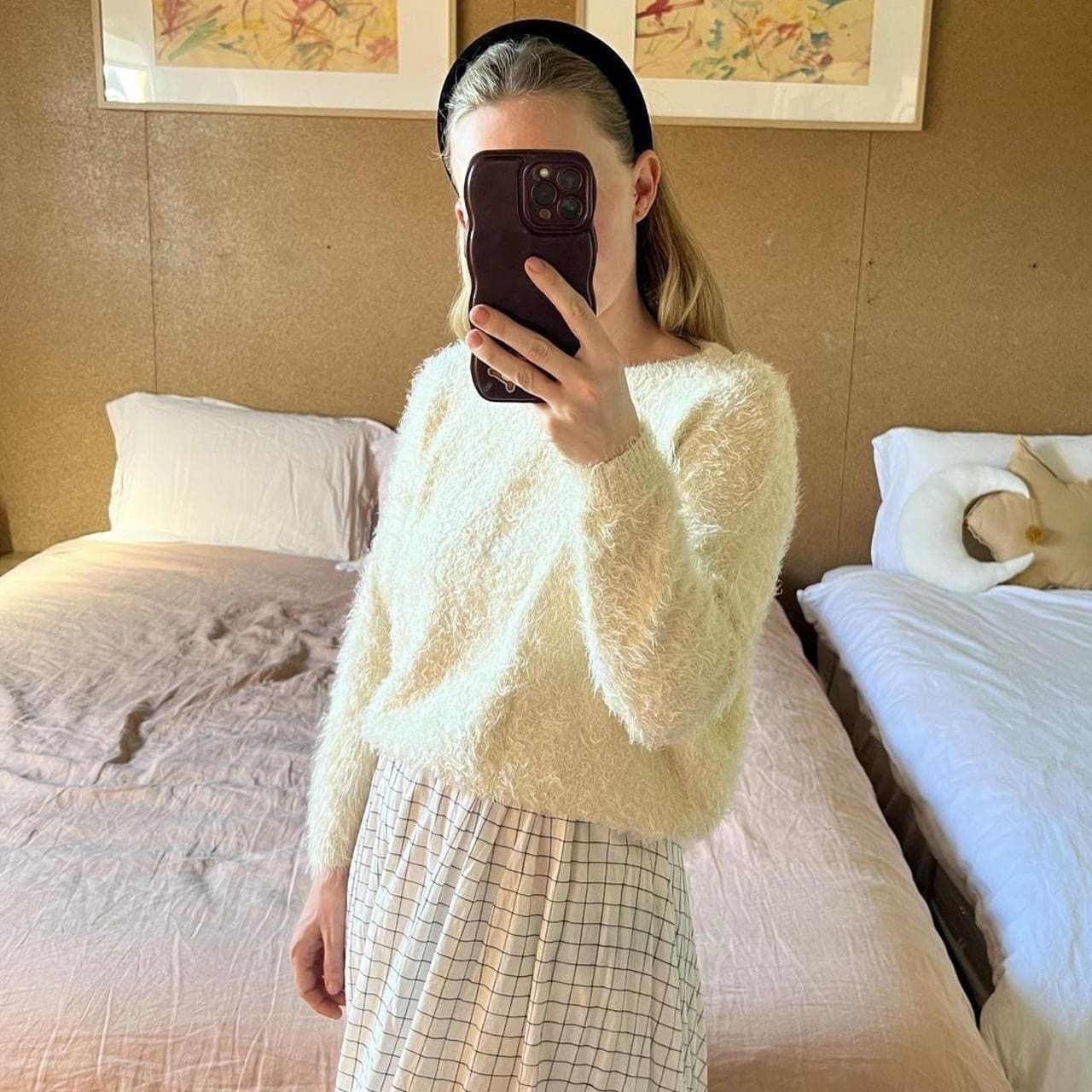 Tokyo Boutique Cream Eyelash Fuzzy Knit Sweater XS Cropped Fluffy Balletcore — photo 3 of 10