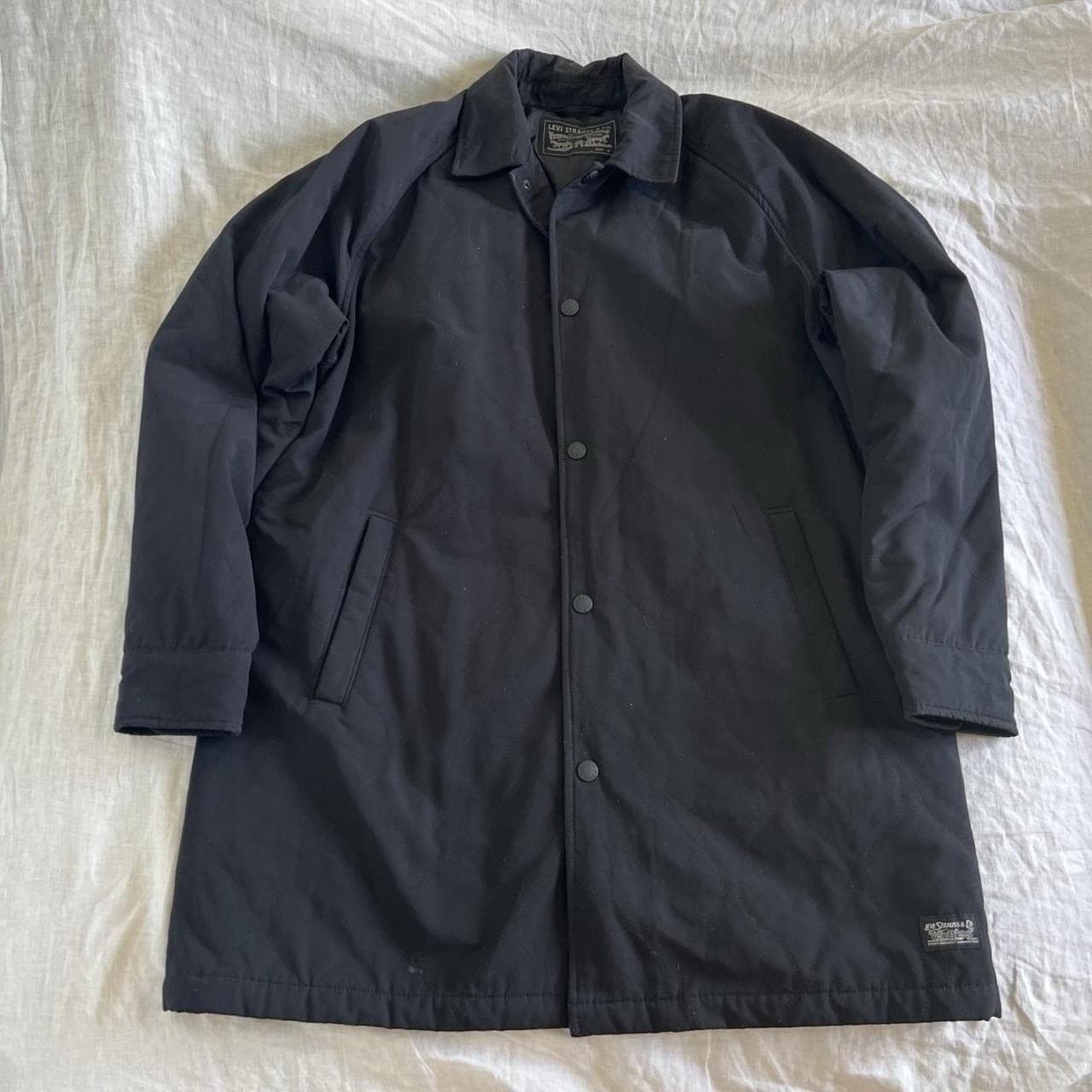 Levis Ellis Black Quilted Coach Jacket M Longline Thermolite Wind Resistant Coat — photo 1 of 9