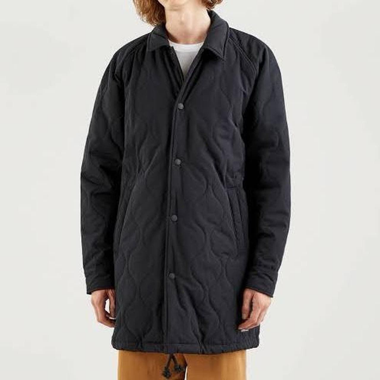 Levis Ellis Black Quilted Coach Jacket M Longline Thermolite Wind Resistant Coat — photo 2 of 9