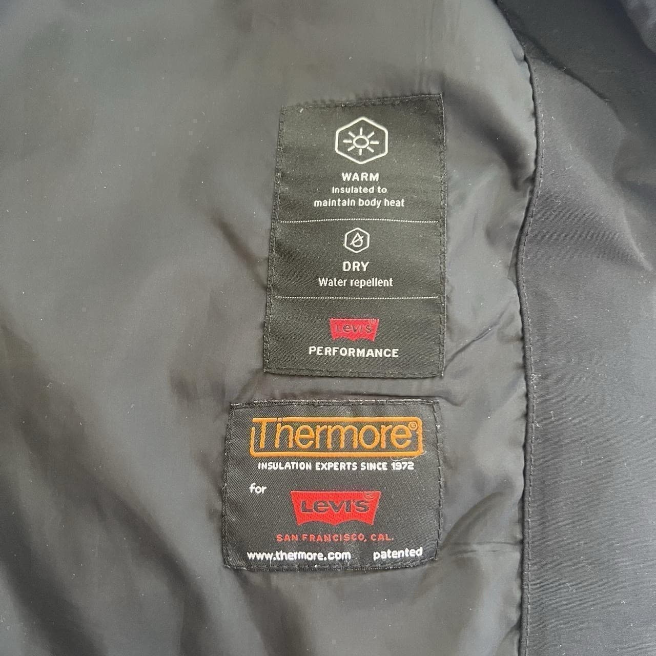 Levis Ellis Black Quilted Coach Jacket M Longline Thermolite Wind Resistant Coat — photo 6 of 9