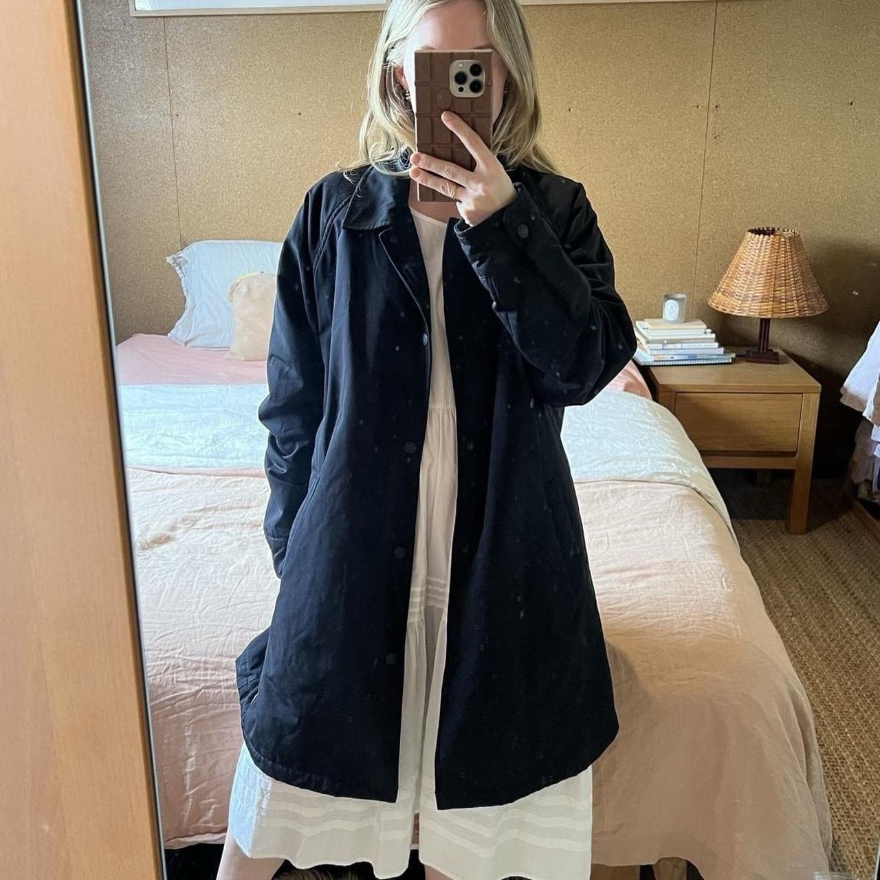 Levis Ellis Black Quilted Coach Jacket M Longline Thermolite Wind Resistant Coat — photo 8 of 9