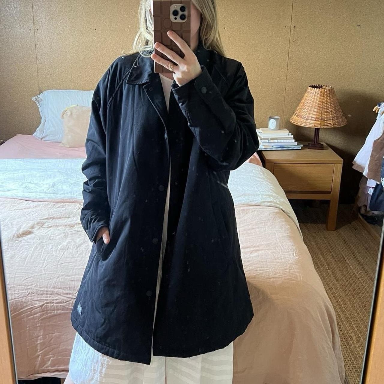 Levis Ellis Black Quilted Coach Jacket M Longline Thermolite Wind Resistant Coat — photo 9 of 9